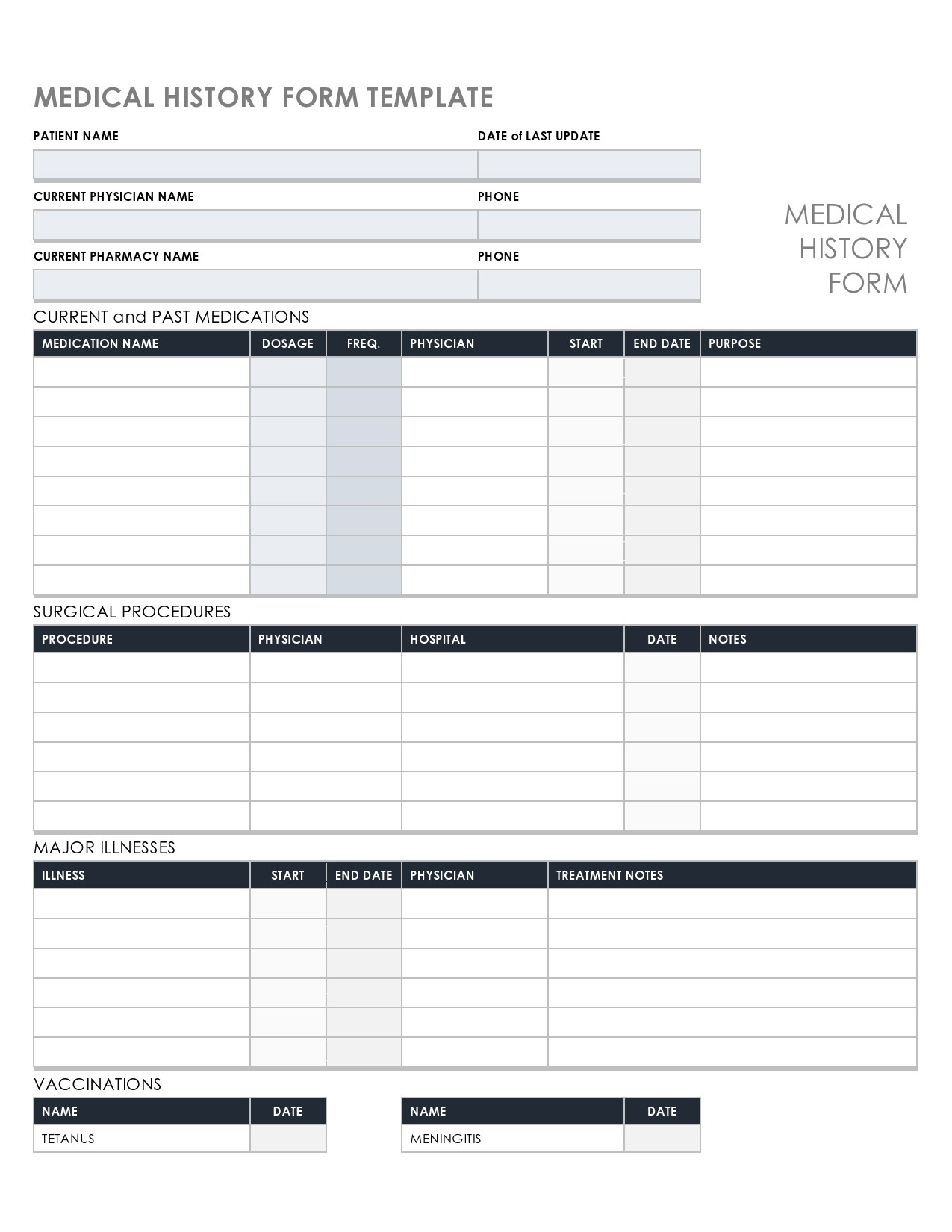 43 Medical Health History Forms [Pdf, Word] ᐅ Templatelab inside Free Printable Medical Forms Kit