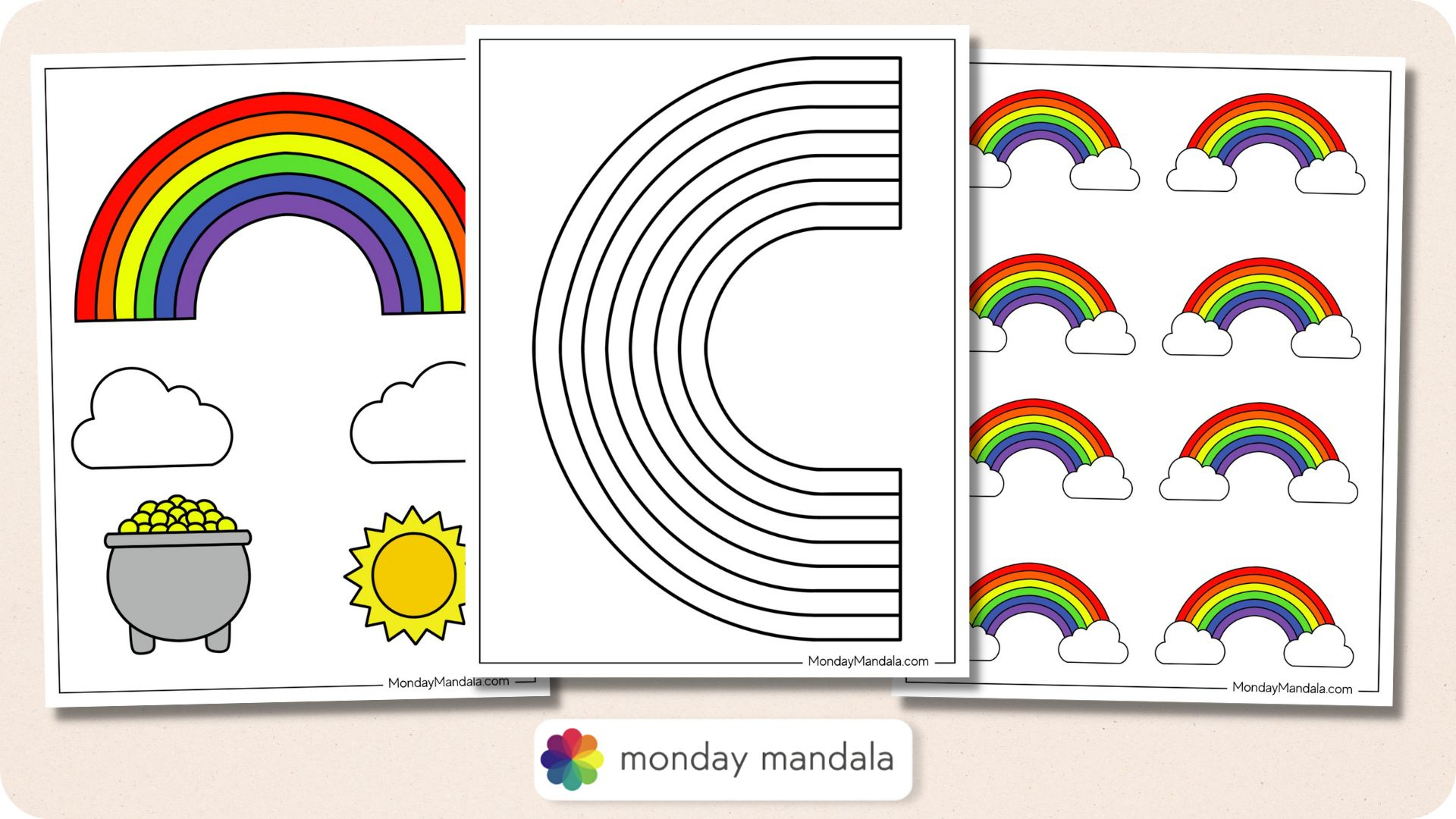 43 Rainbow Templates (Free Pdf Printables) with Free Rainbow Printables