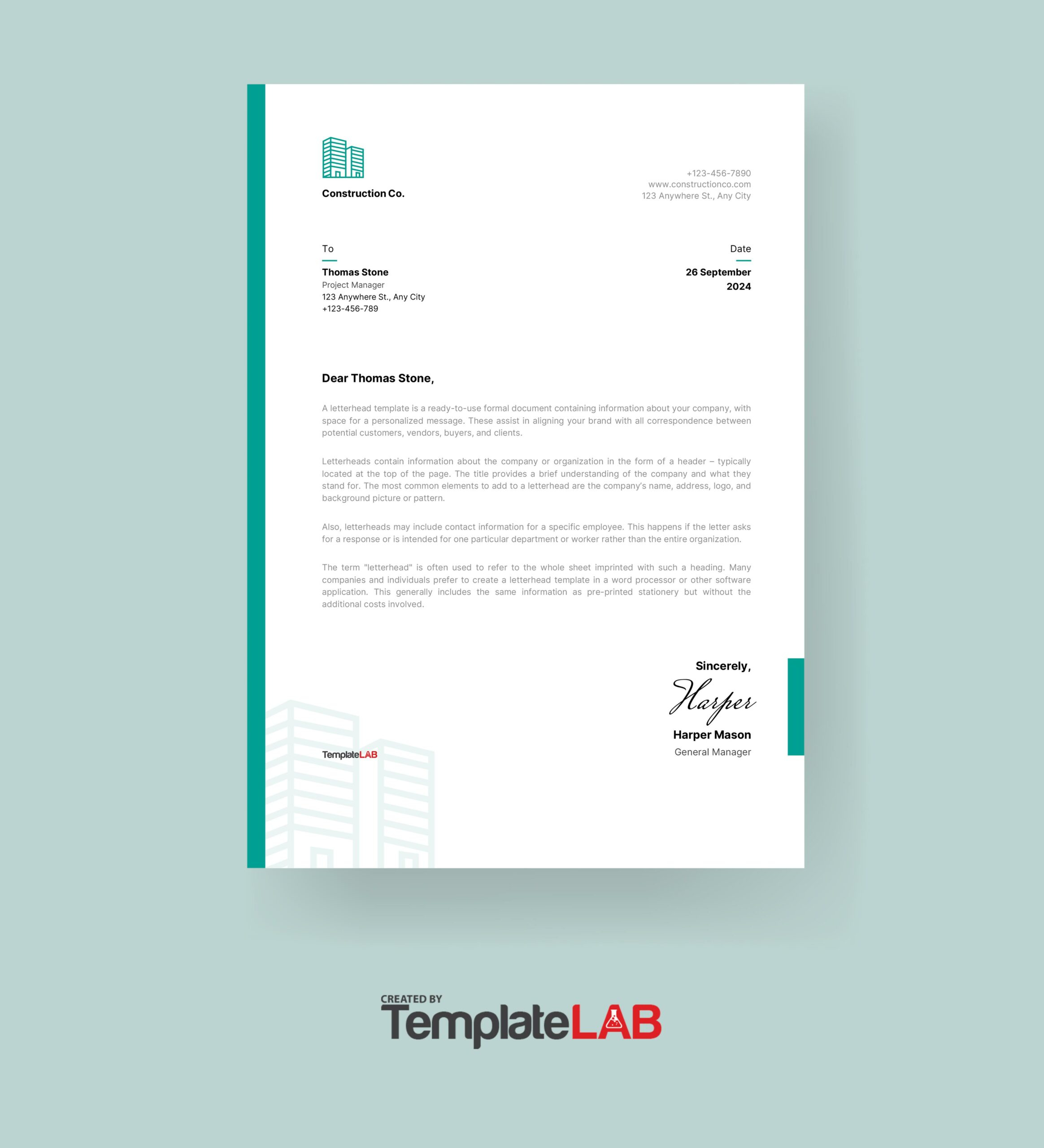 48 Free Letterhead Templates &amp;amp; Examples (Company, Business, Personal) inside Free Printable Letterhead Templates