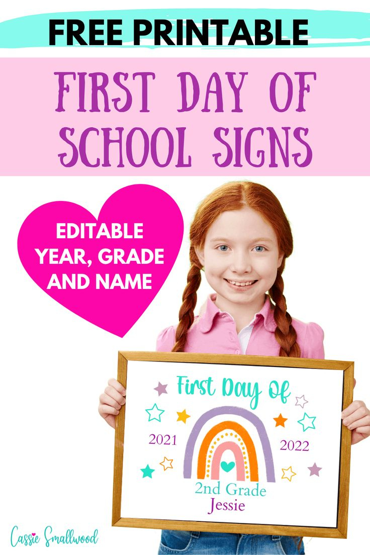 5 Editable First Day Of School Signs Free Printable 2024-2025 inside Free Printable First Day Of School Signs 2025