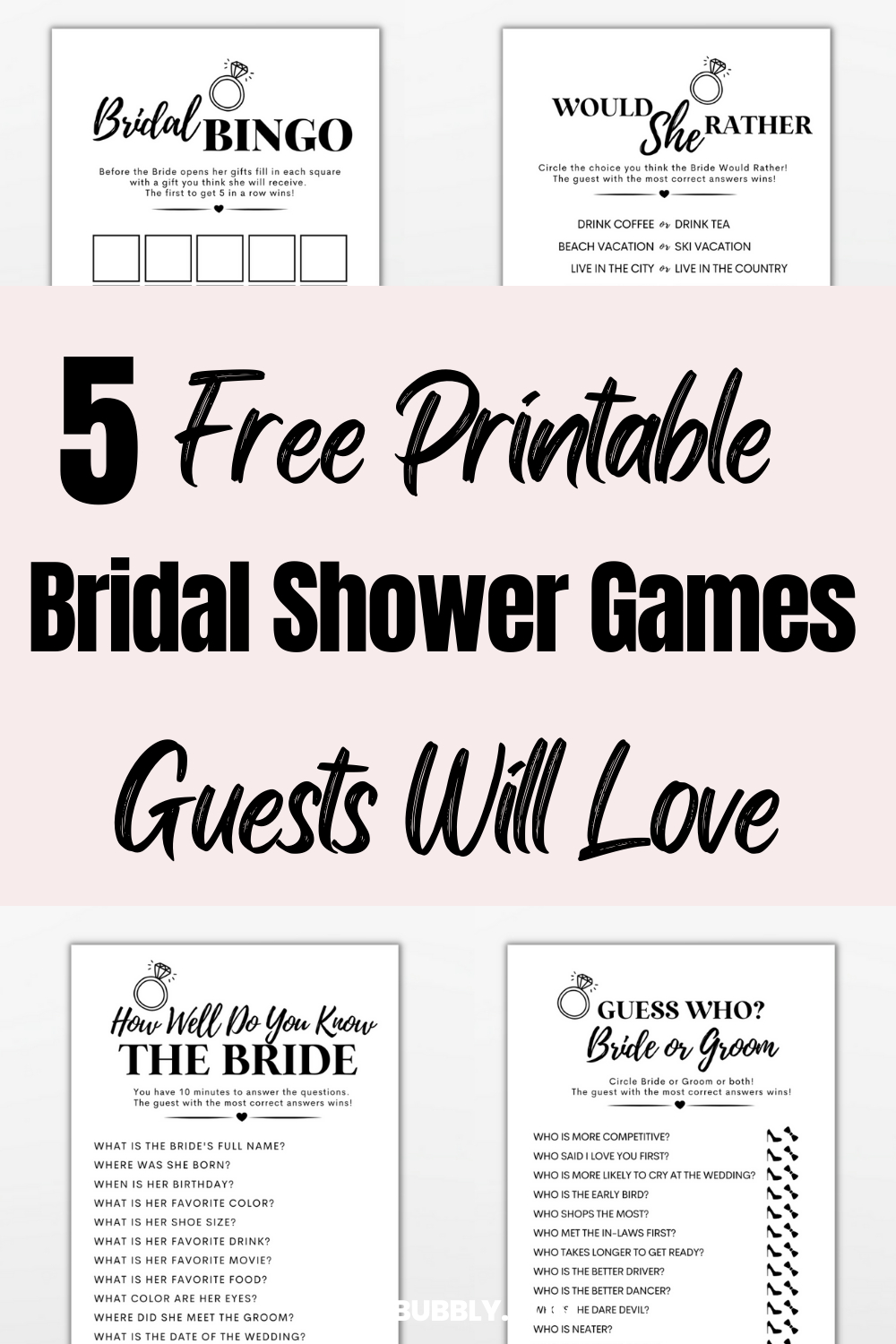 5 Free Printable Bridal Shower Games Your Guests Will Love with Free Bridal Shower Printables