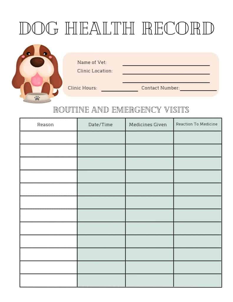 5 Free Printable Pet Health Record Sheets - My Printable Home in Free Printable Pet Health Record