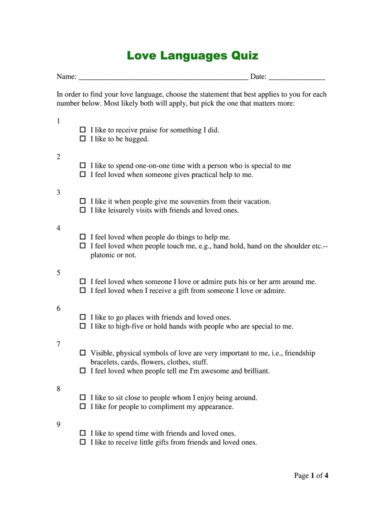 5 Love Languages Test: Fill Out &amp;amp; Sign Online | Dochub in Free Printable Love Language Quiz