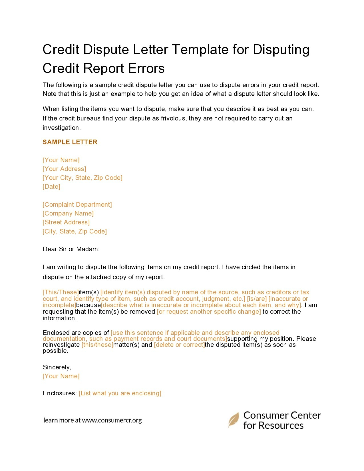 50 Best Credit Dispute Letters Templates [Free] ᐅ Templatelab regarding Free Printable Credit Report