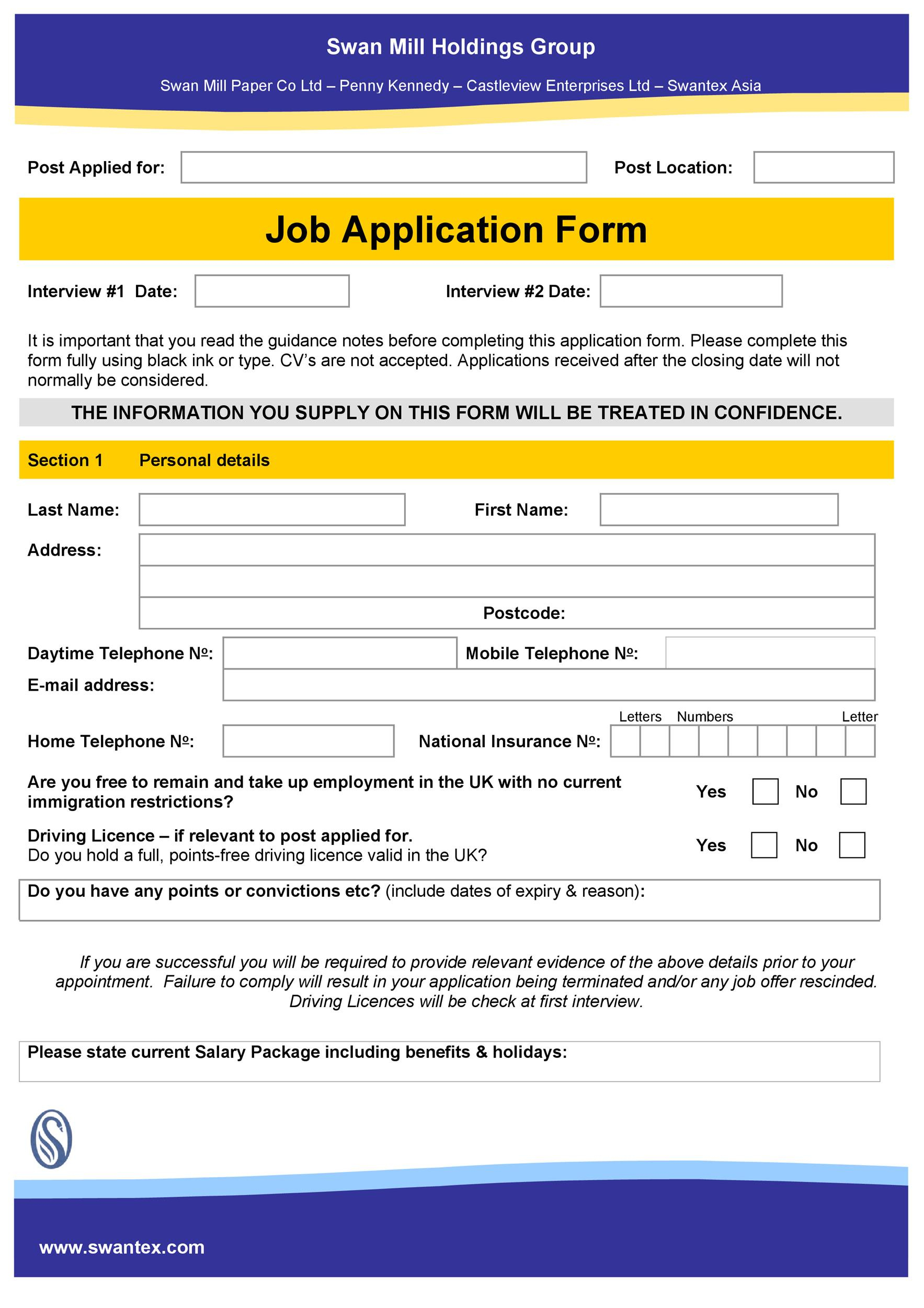 50 Free Employment / Job Application Form Templates [Printable] ᐅ for Free Printable Job Applications Online