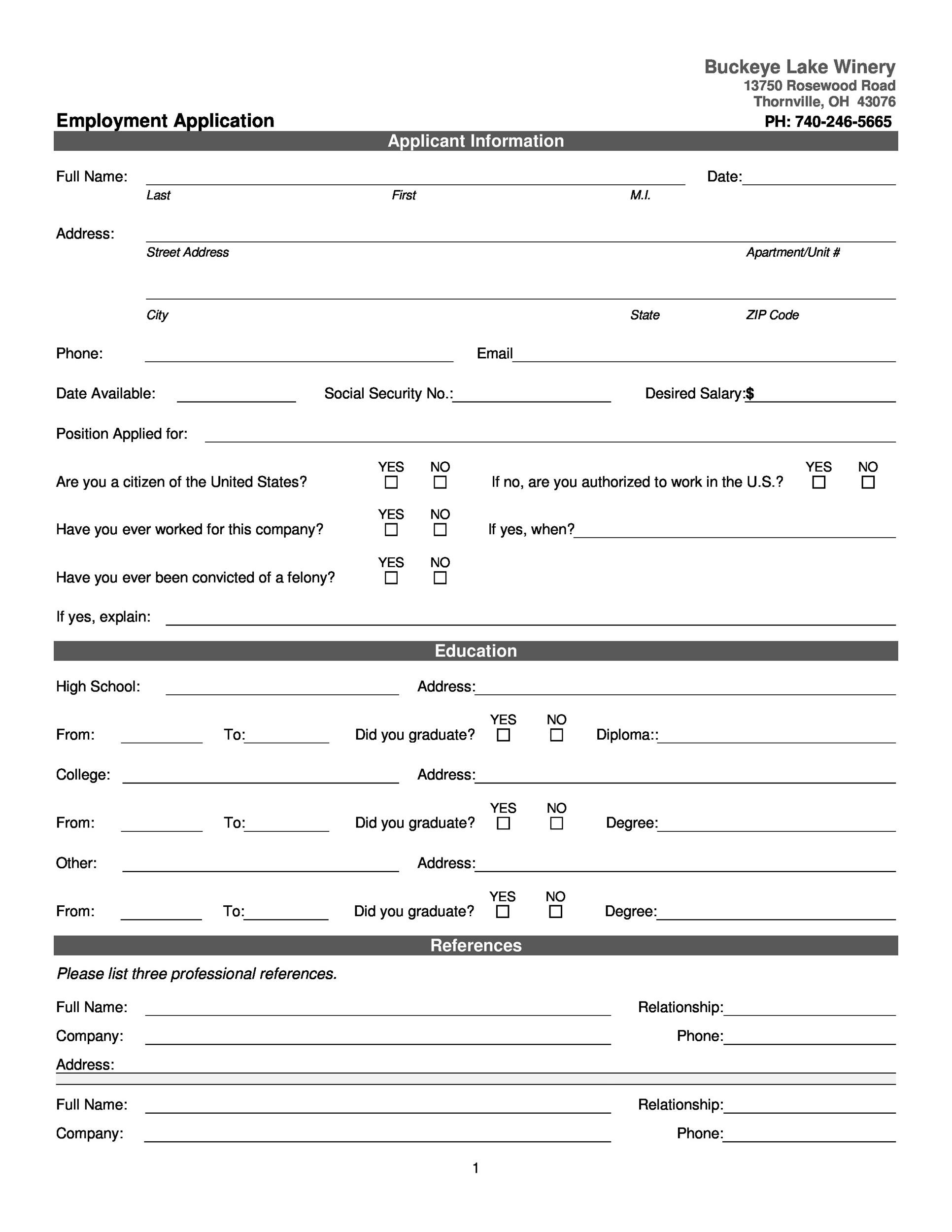 50 Free Employment / Job Application Form Templates [Printable] ᐅ regarding Free Online Printable Applications