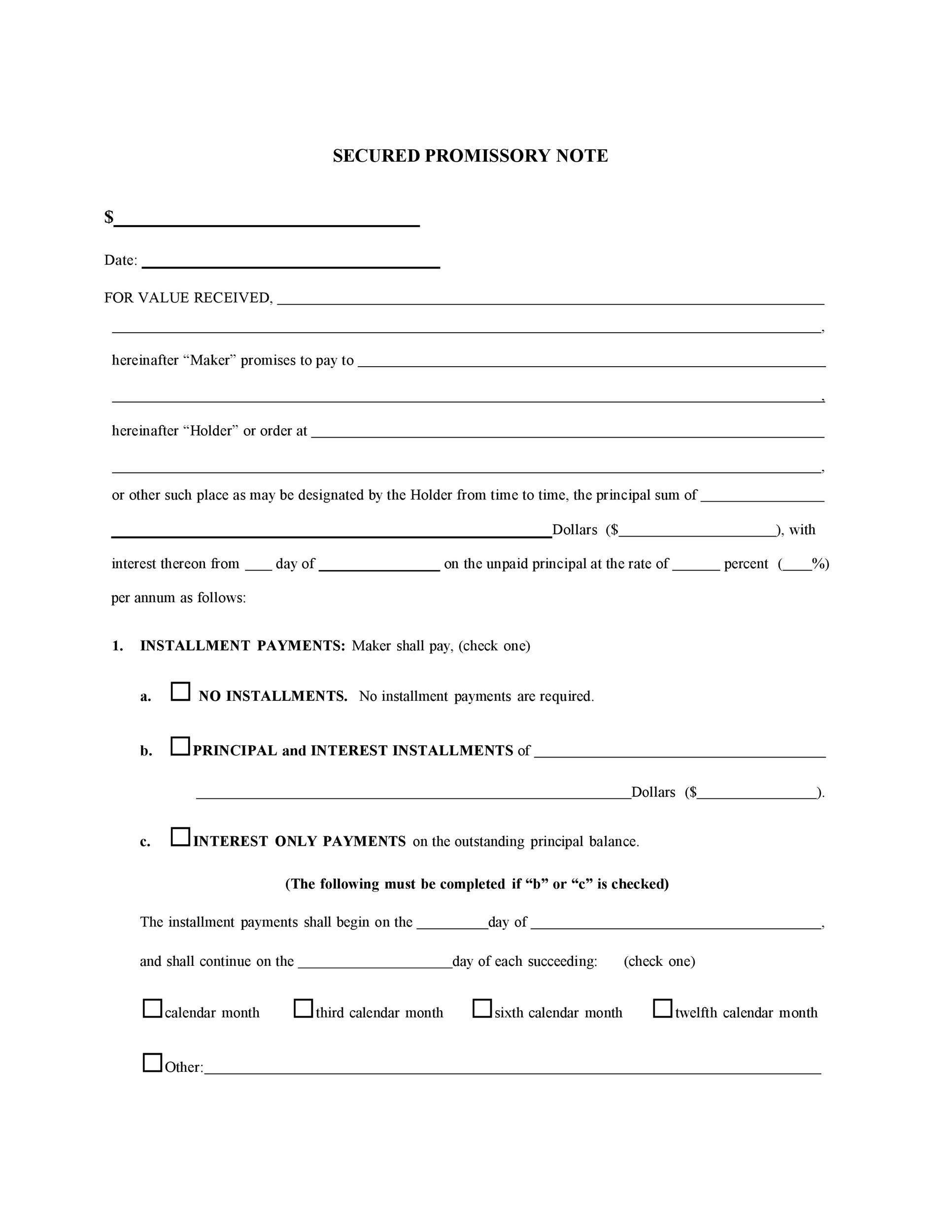 50+ Free Promissory Note Templates [Secured &amp;amp; Unsecured ] in Free Printable Promissory Note For Personal Loan