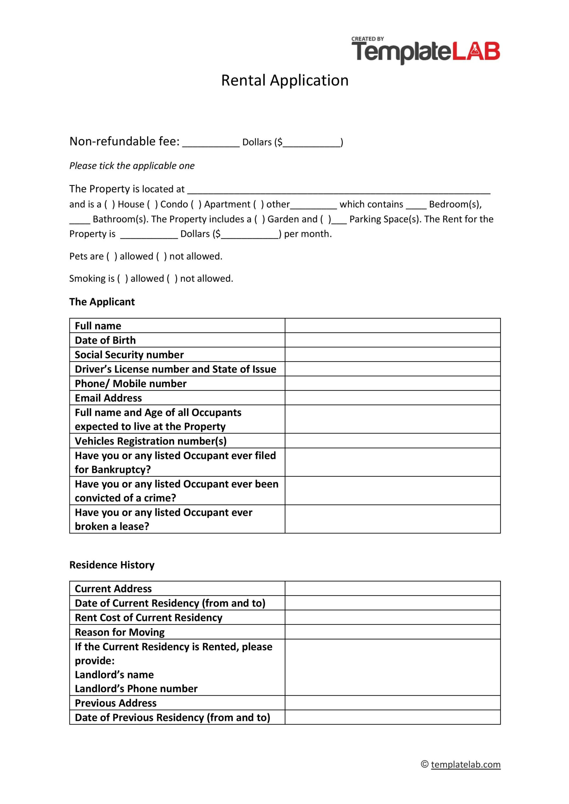 50+ Free Rental Application Templates &amp;amp; Forms [Word, Pdf] for Free Printable House Rental Application Form