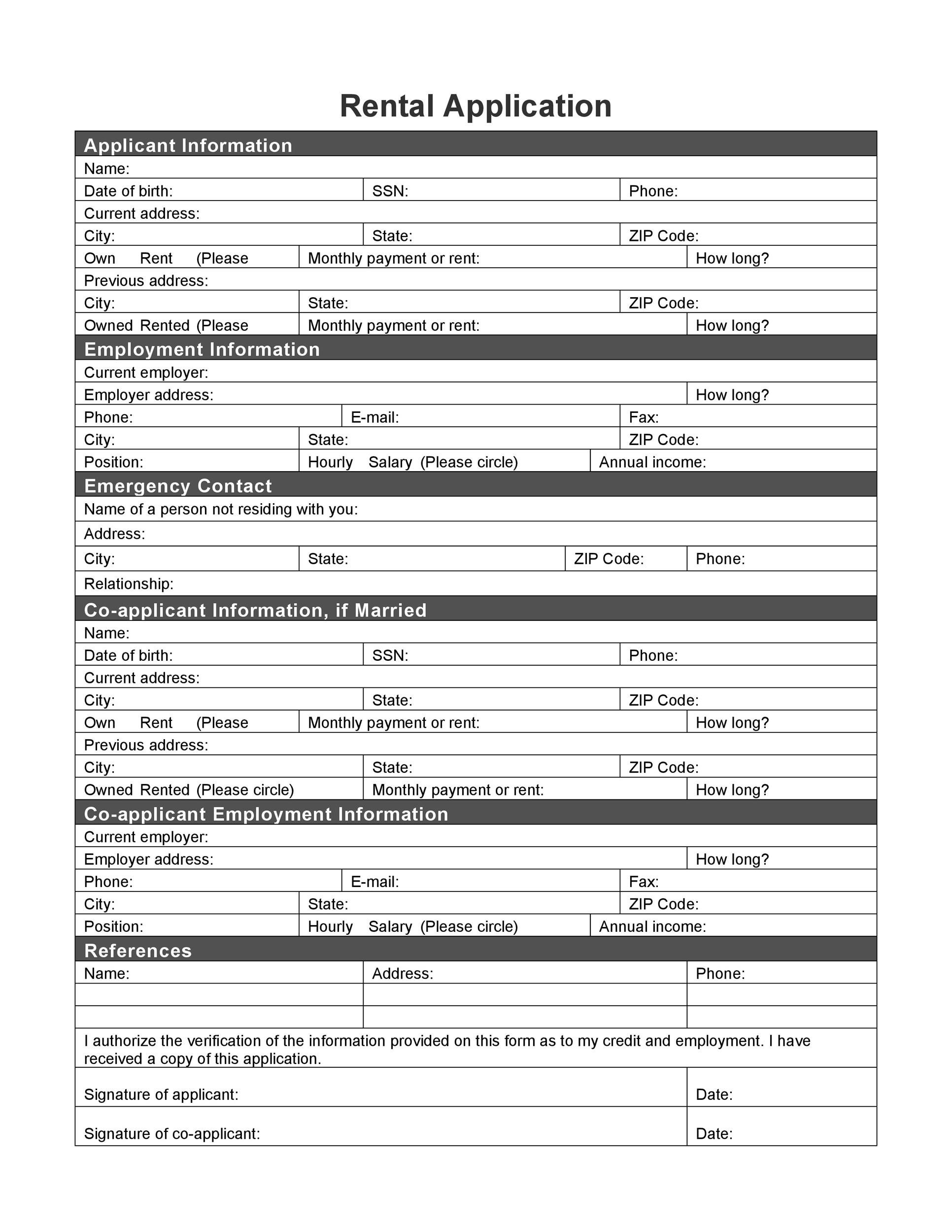 50+ Free Rental Application Templates &amp;amp; Forms [Word, Pdf] intended for Free Printable Rental Application