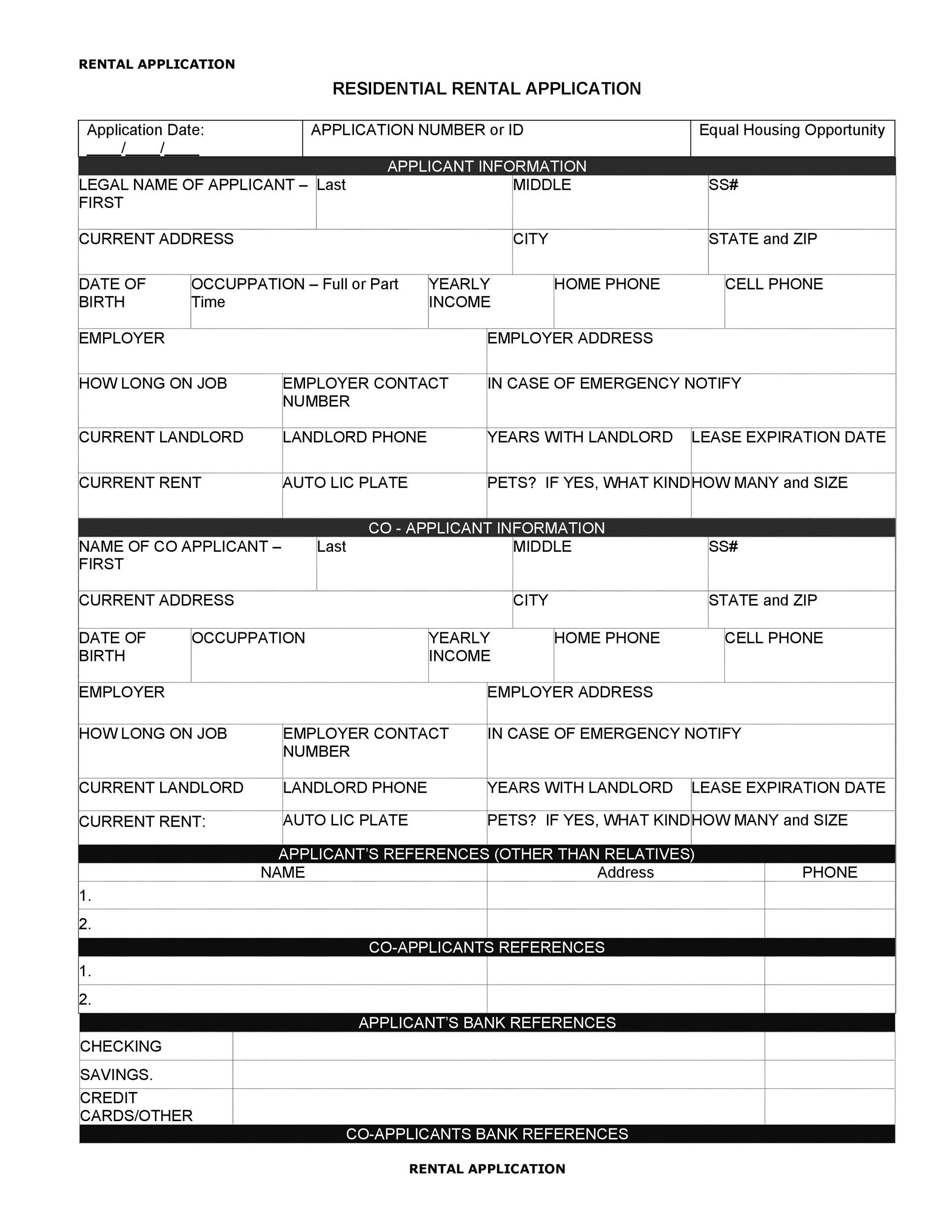 50+ Free Rental Application Templates &amp;amp; Forms [Word, Pdf] within Free Printable Rental Application Form