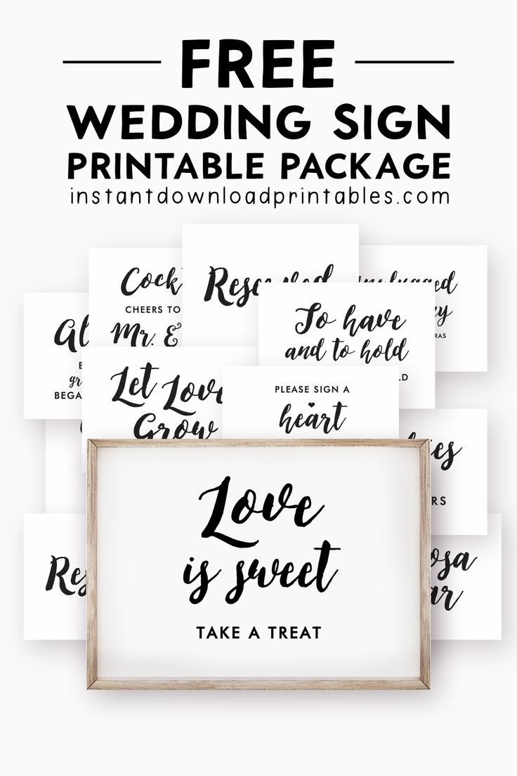 53 Free Wedding Signs Package - Reception Decor - Black And White pertaining to Free Printable Wedding Signs