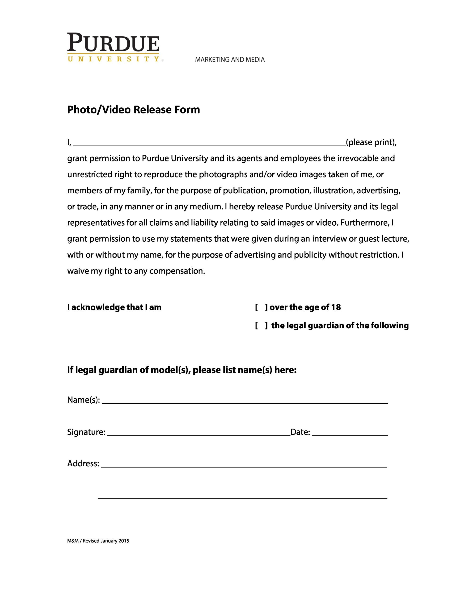 53 Standard Photo Release Forms [Free] ᐅ Templatelab for Free Printable Photo Release Form