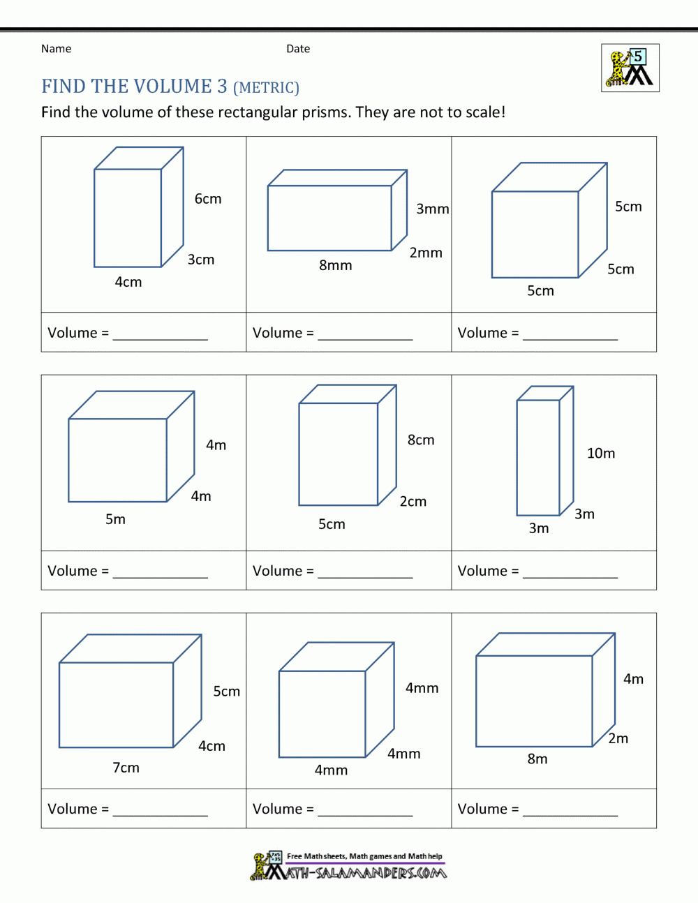 5Th Grade Volume Worksheets pertaining to Free Printable Volume of Rectangular Prism Worksheets