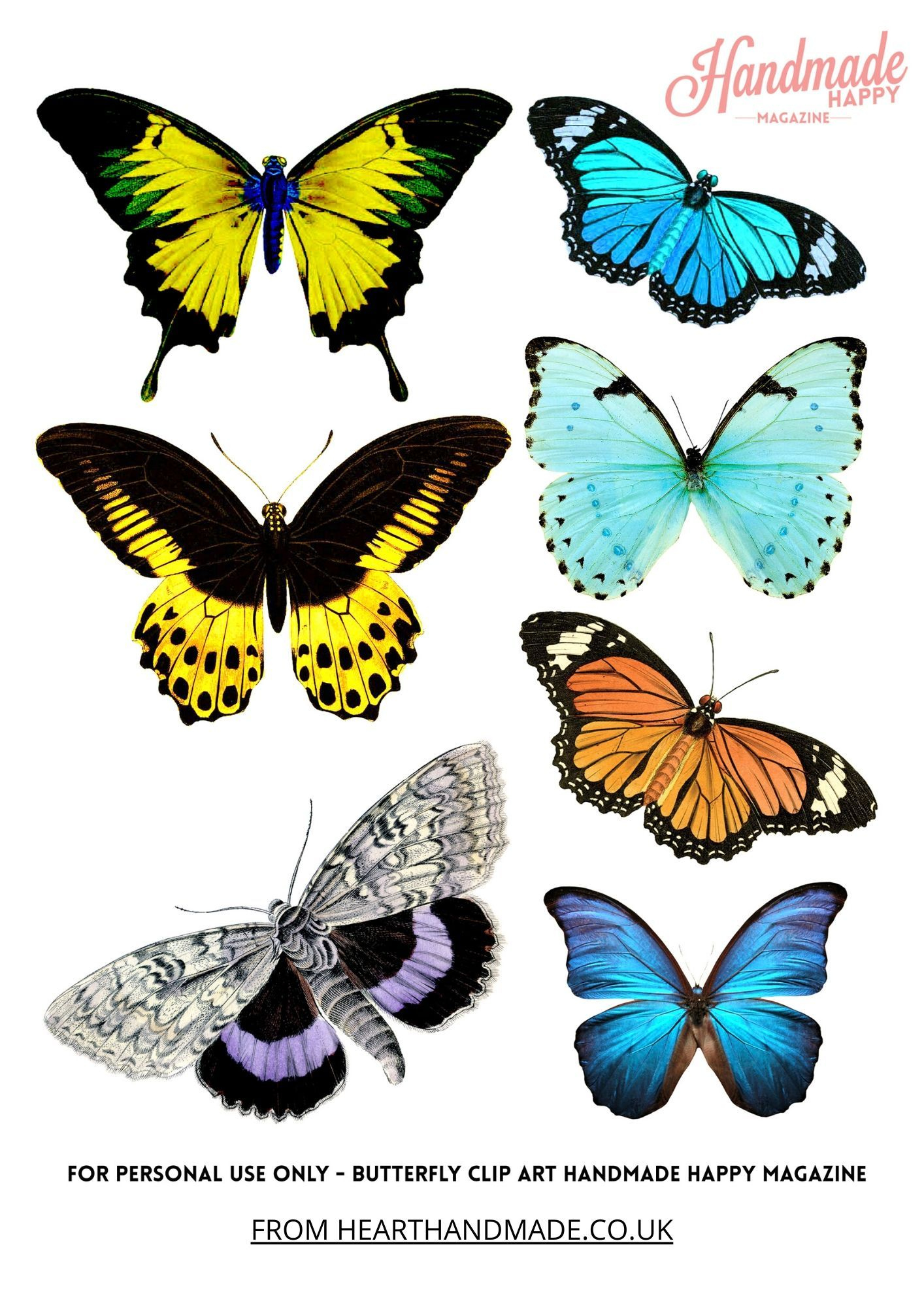 6 Free Printable Butterfly Clipart Pages | Butterfly Clip Art for Free Printable Butterfly Clipart