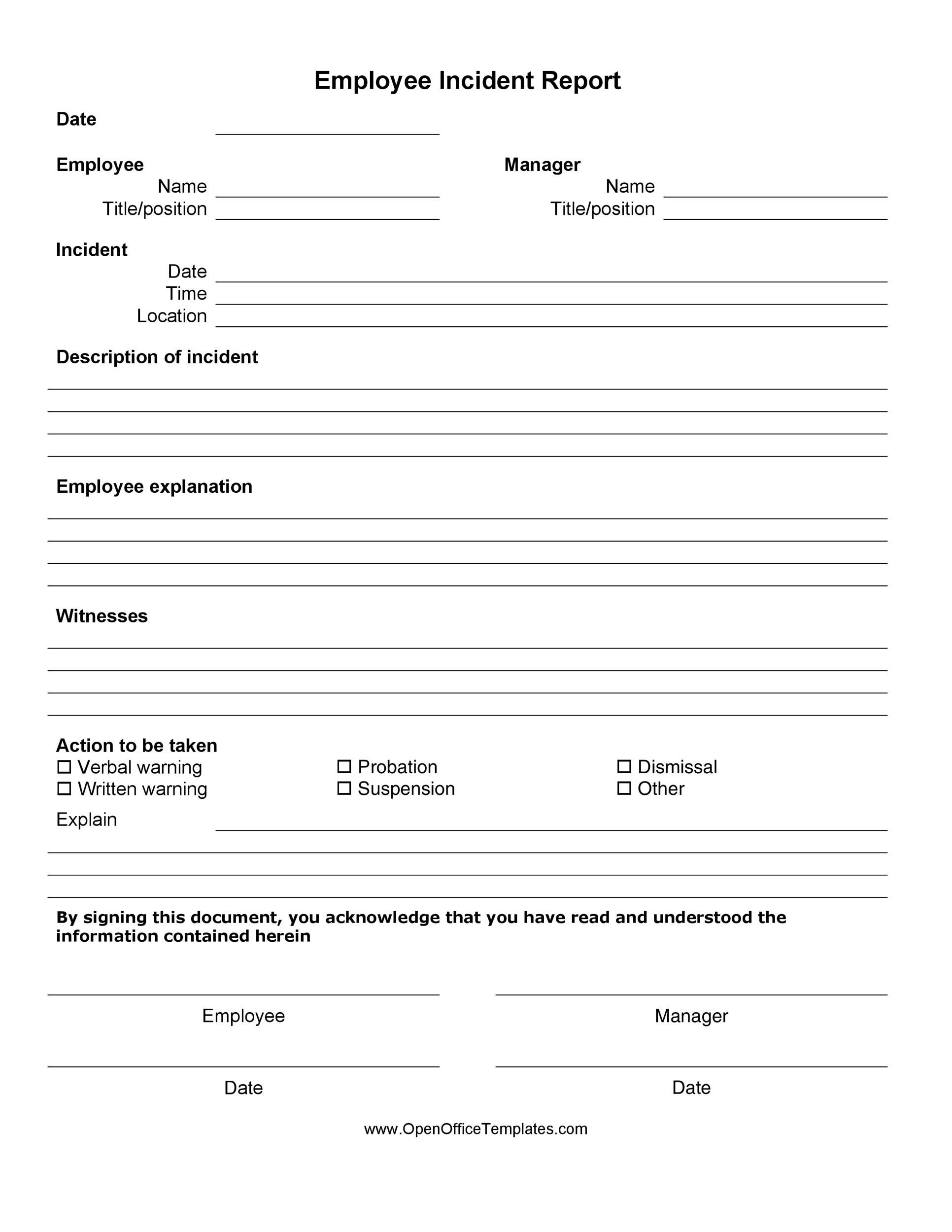 60+ Incident Report Template [Employee, Police, Generic] ᐅ in Free Printable Incident Report Form