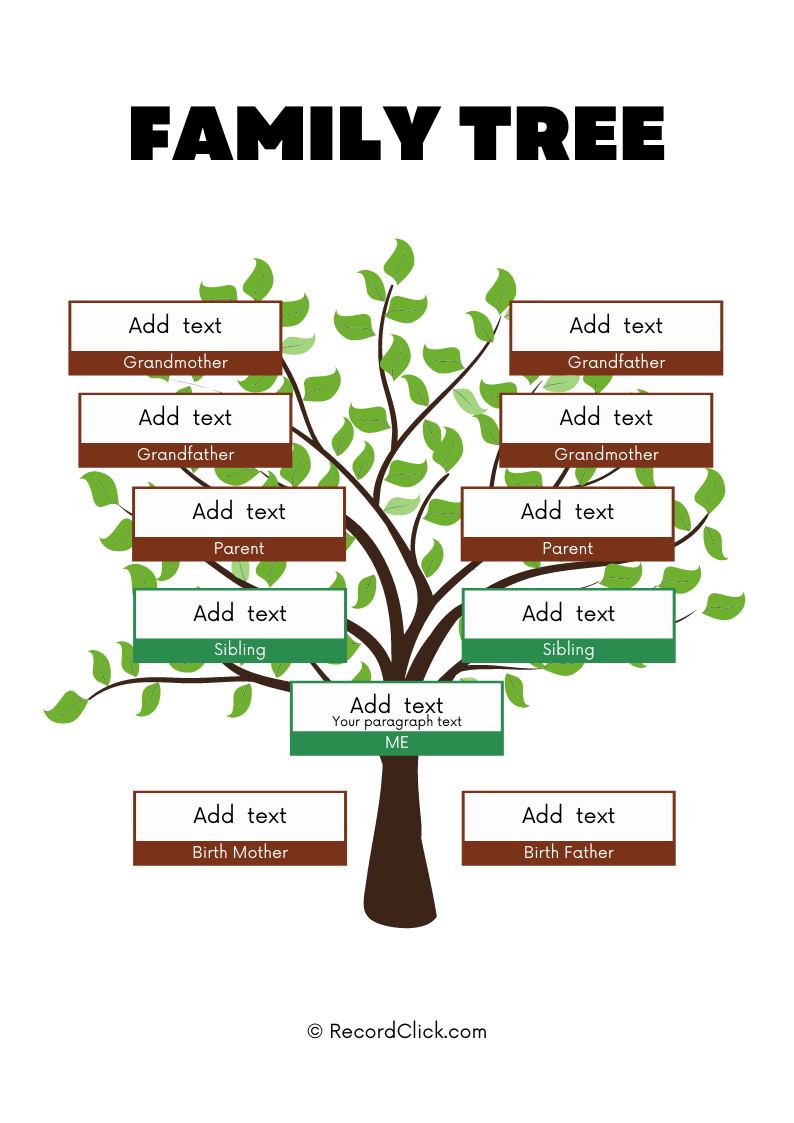 61 Free Family Tree Templates - Printable / Downloadable / Editable for Free Printable Family Tree Template