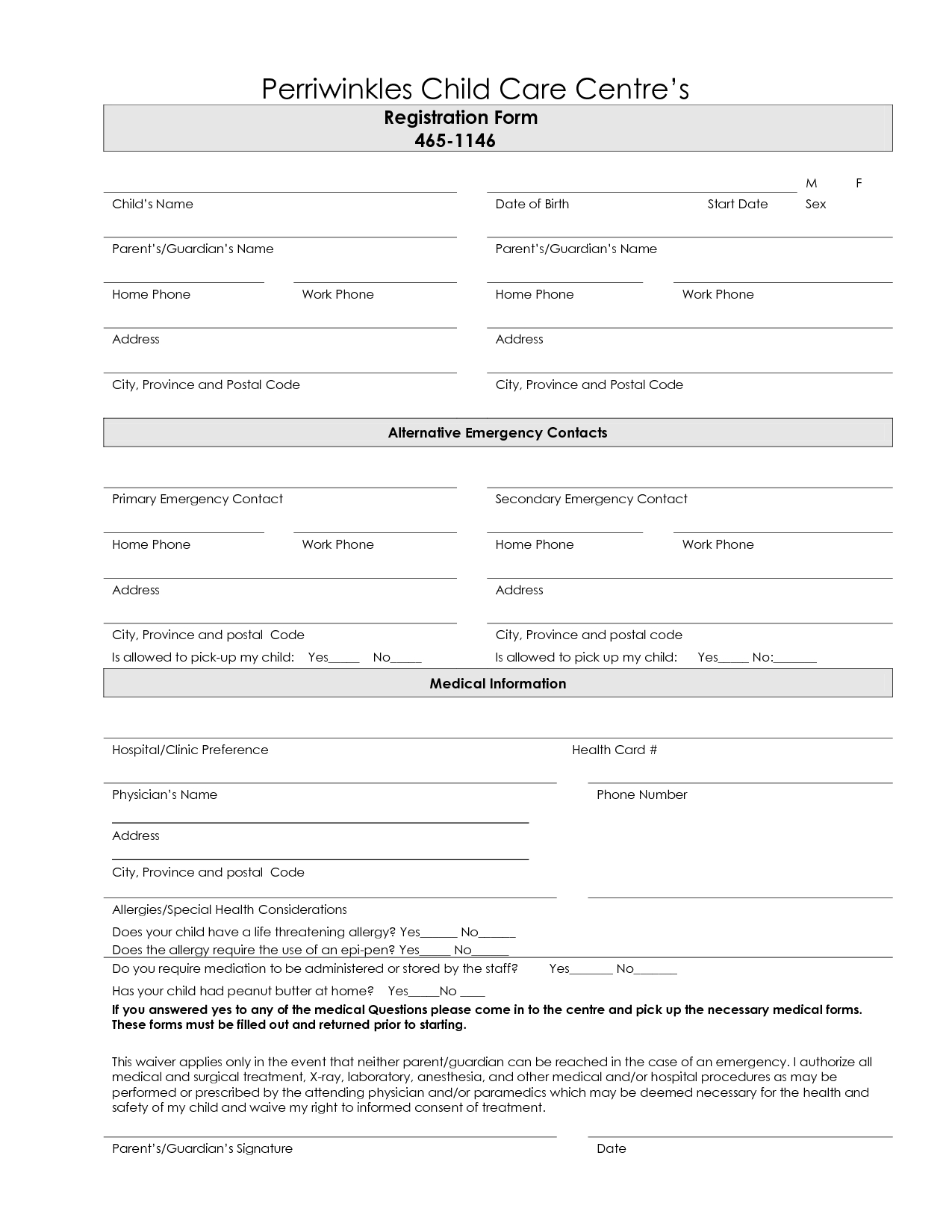 7 Best Images Of Printable Daycare Forms Free Daycare Contract within Free Printable Daycare Forms