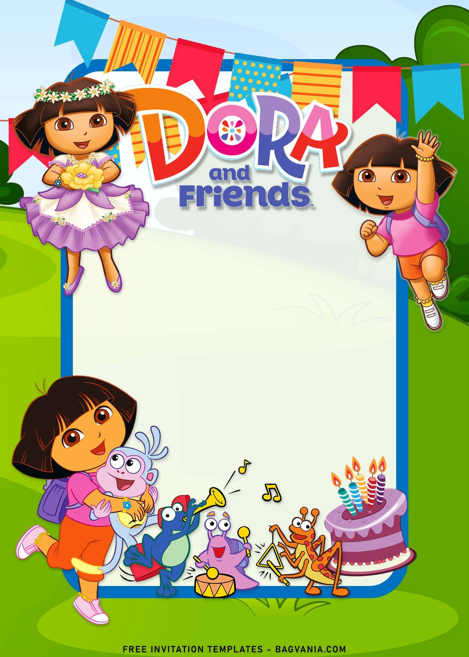 7+ Dora And Friends Birthday Invitation Templates in Dora Birthday Cards Free Printable