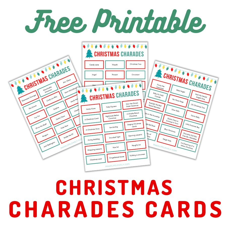 72 Free Printable Christmas Charades Cards - Make Life Lovely for Free Printable Christmas Charades Cards