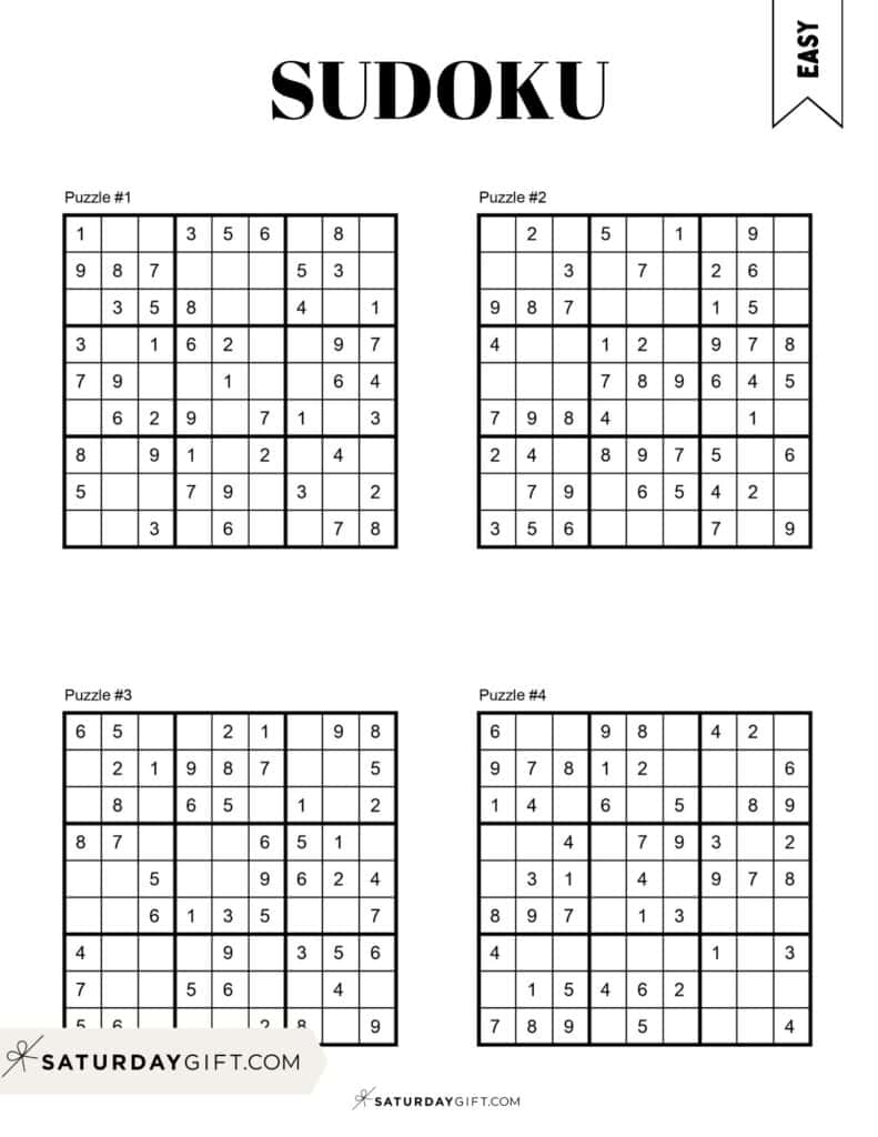 72 Free Printable Sudoku Puzzles | Saturdaygift in Free Printable Sudoku Easy