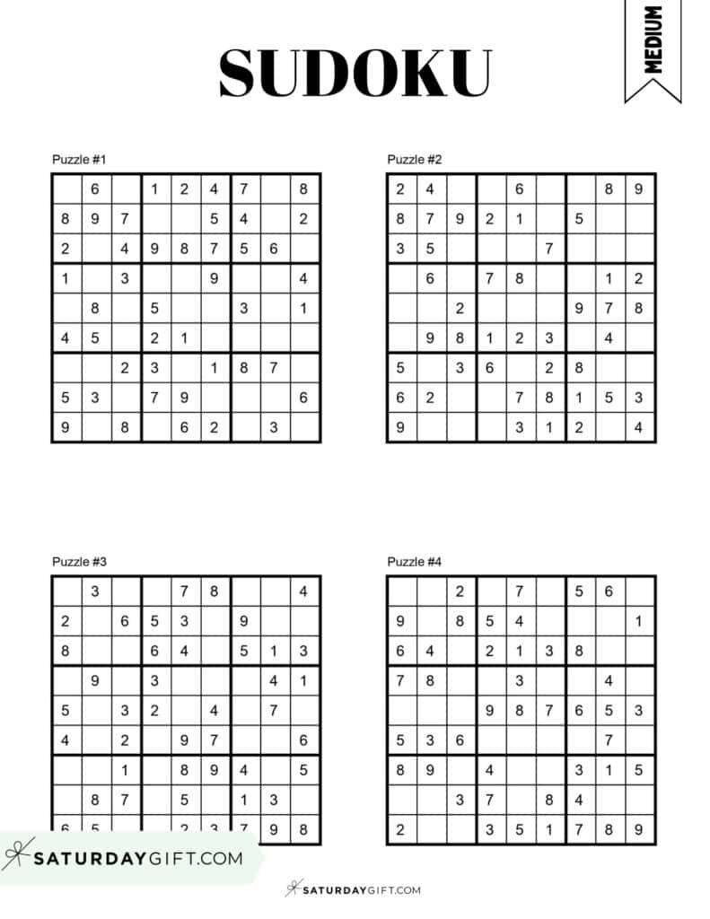 72 Free Printable Sudoku Puzzles | Saturdaygift intended for Free Printable Sudoku 4 Per Page