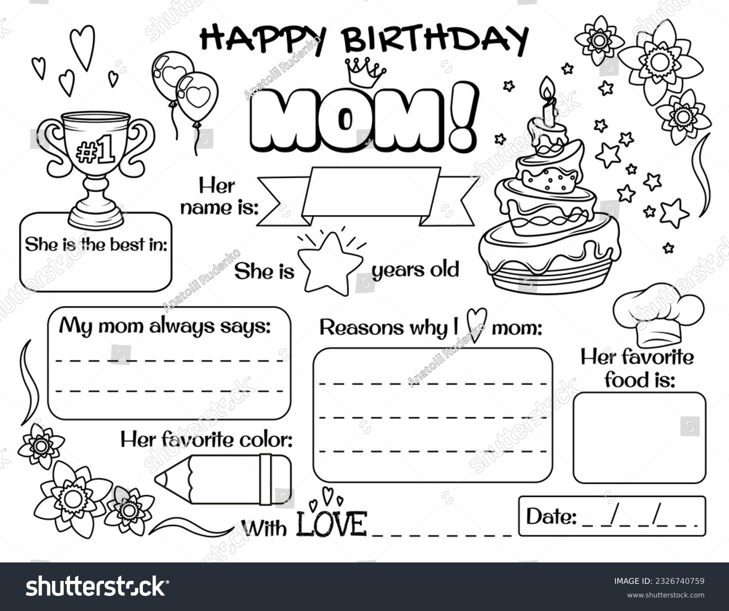 74 Printable Coloring Birthday Cards Mom Images, Stock Photos, 3D pertaining to Free Printable Birthday Cards For Mom From Son