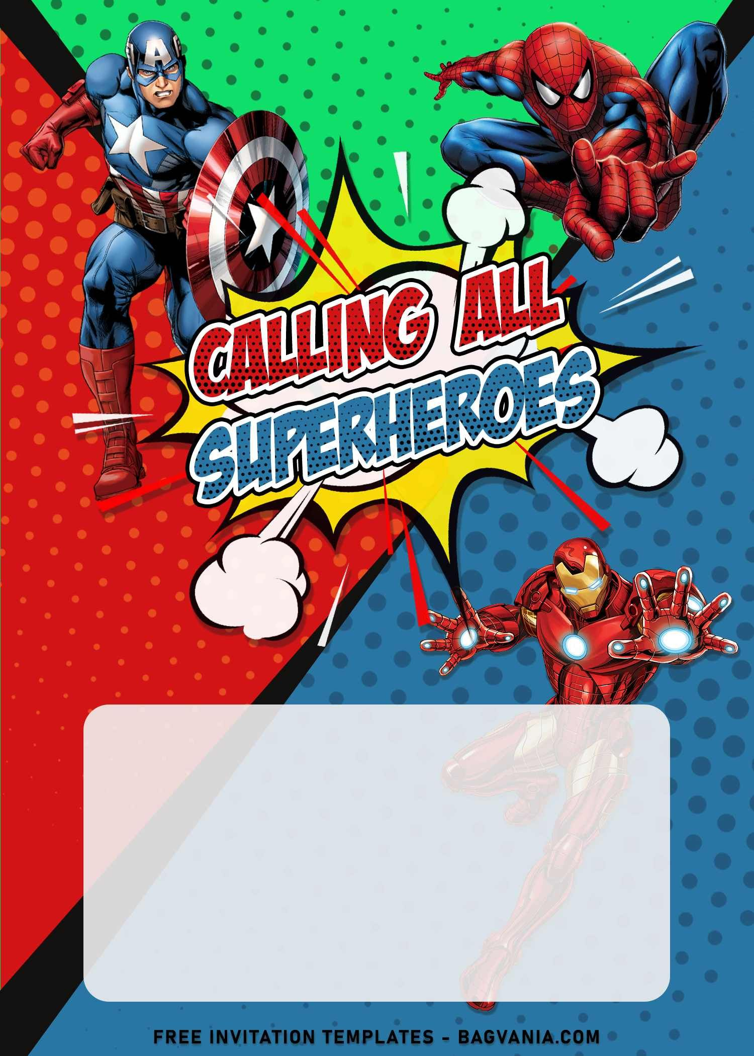 8+ Awesome Avengers Comic Birthday Invitation Templates For Your pertaining to Free Printable Superhero Birthday Invitation Templates