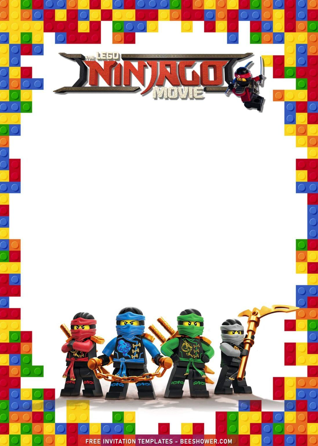 9+ Lego Birthday Invitation Templates With Awesome Ninjago with Lego Ninjago Party Invitations Printable Free