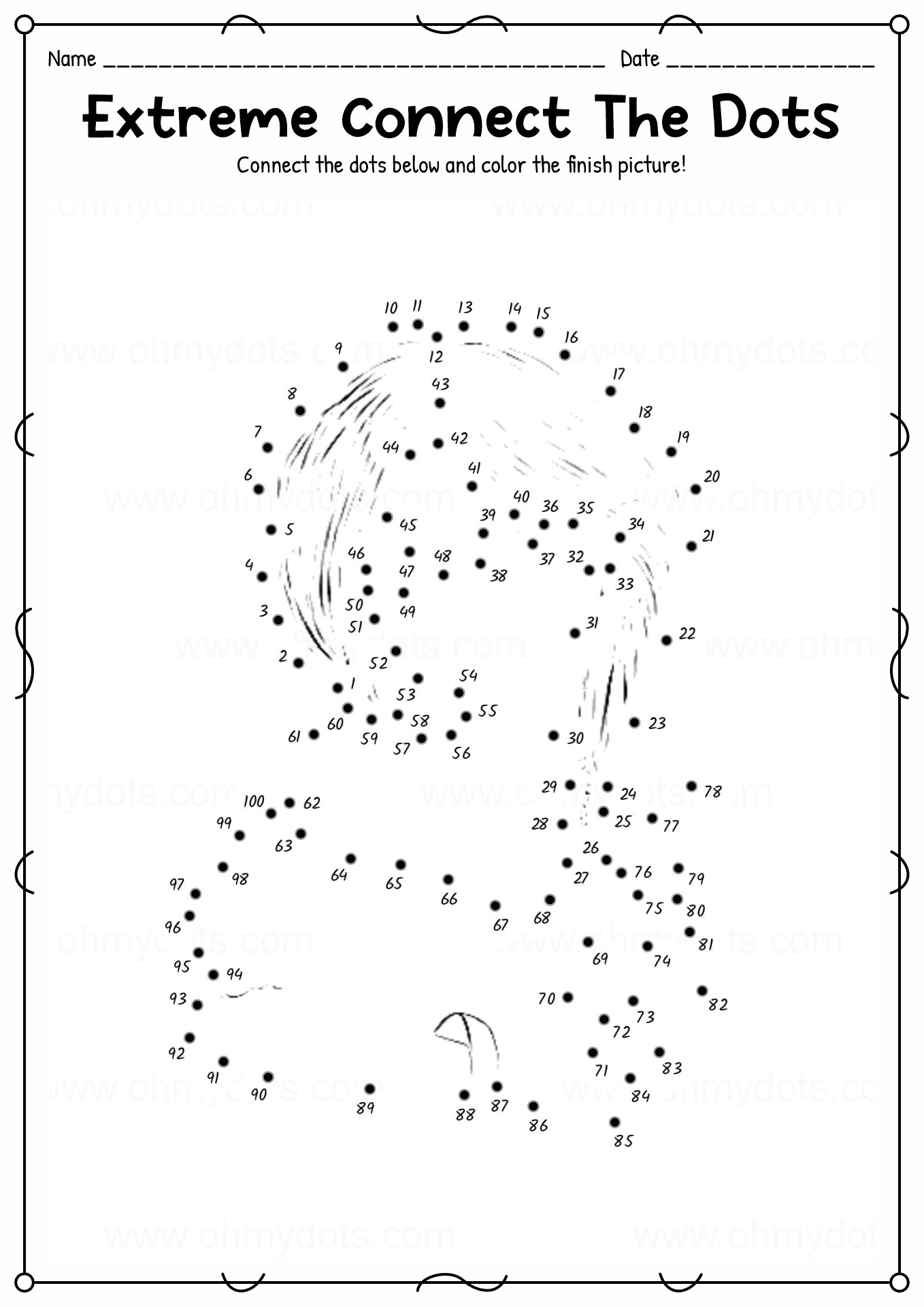 9 Printable Dot To Dot Worksheets 1-100 - Free Pdf At Worksheeto with Free Printable Connect The Dots