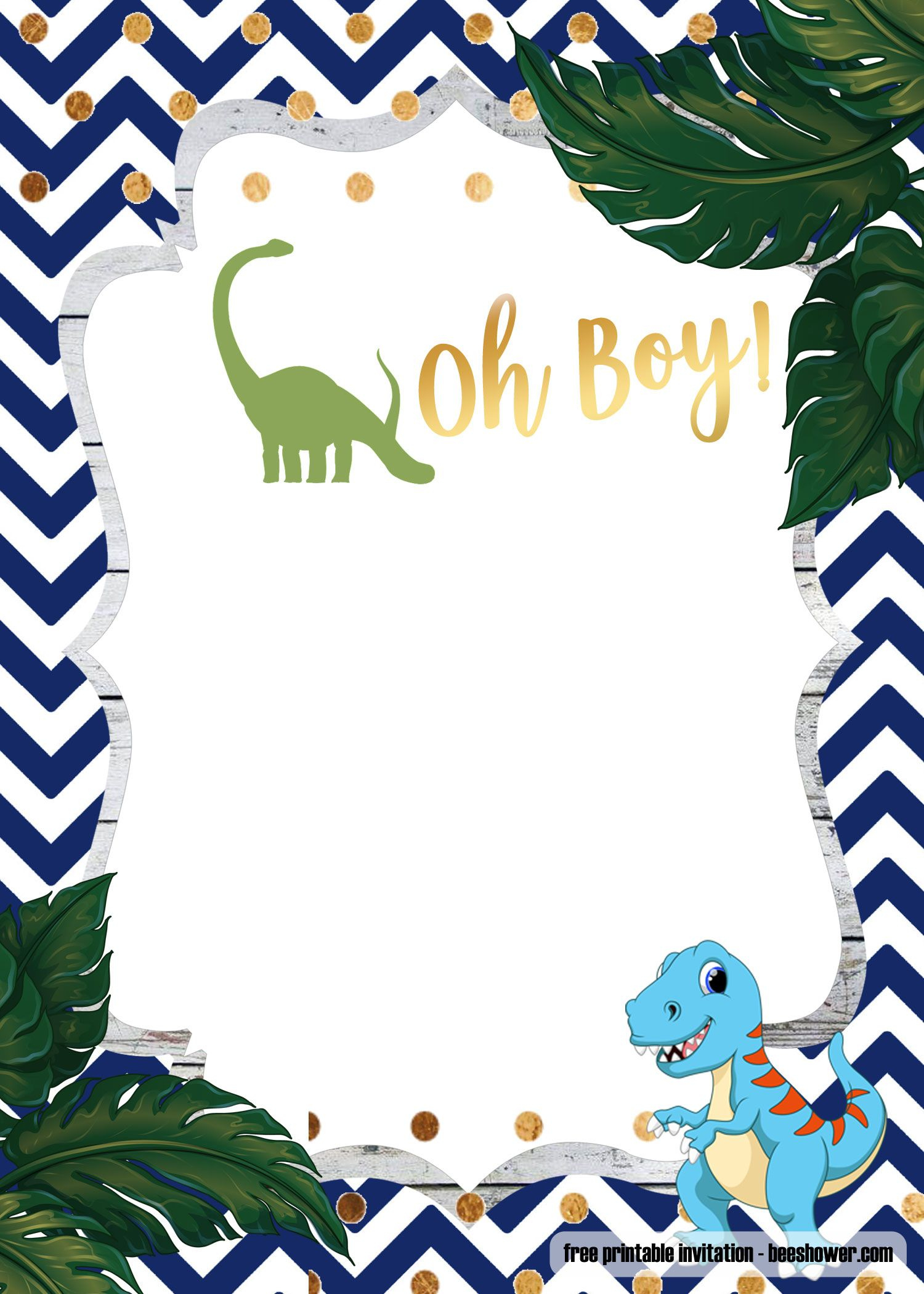 A Dinosaur Template For Your Baby Shower Invitation | Dinosaur within Free Printable Dinosaur Baby Shower Invitations