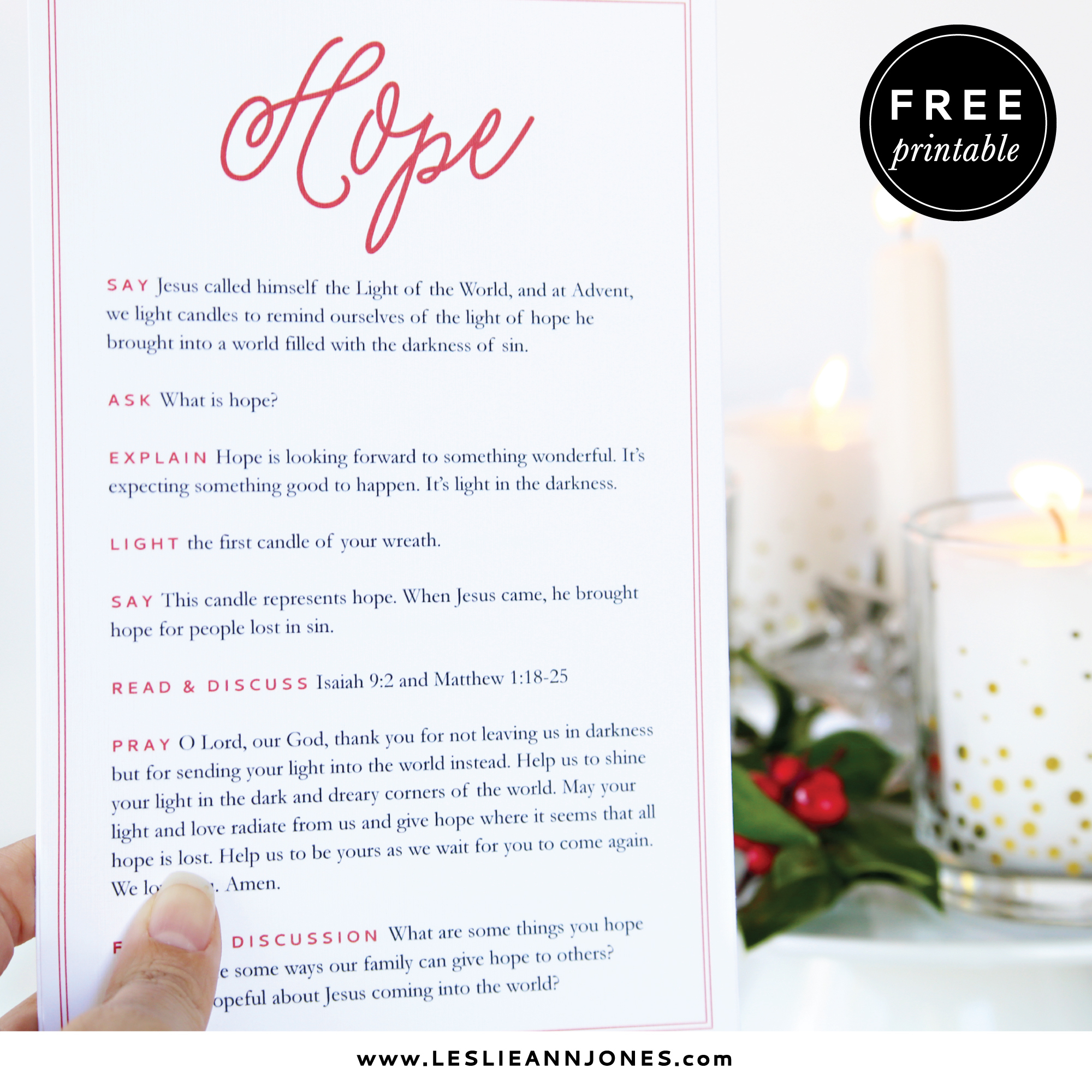 A Simple &amp;amp; Free Family Advent Wreath Devotional — Leslie Ann Jones throughout Free Printable Advent Devotions