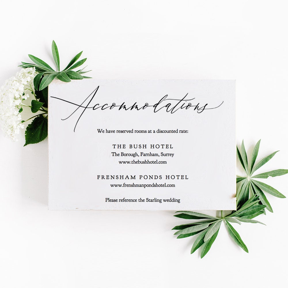 Accommodations Card Template Printable Accommodation Card Wedding in Free Printable Enclosure Cards