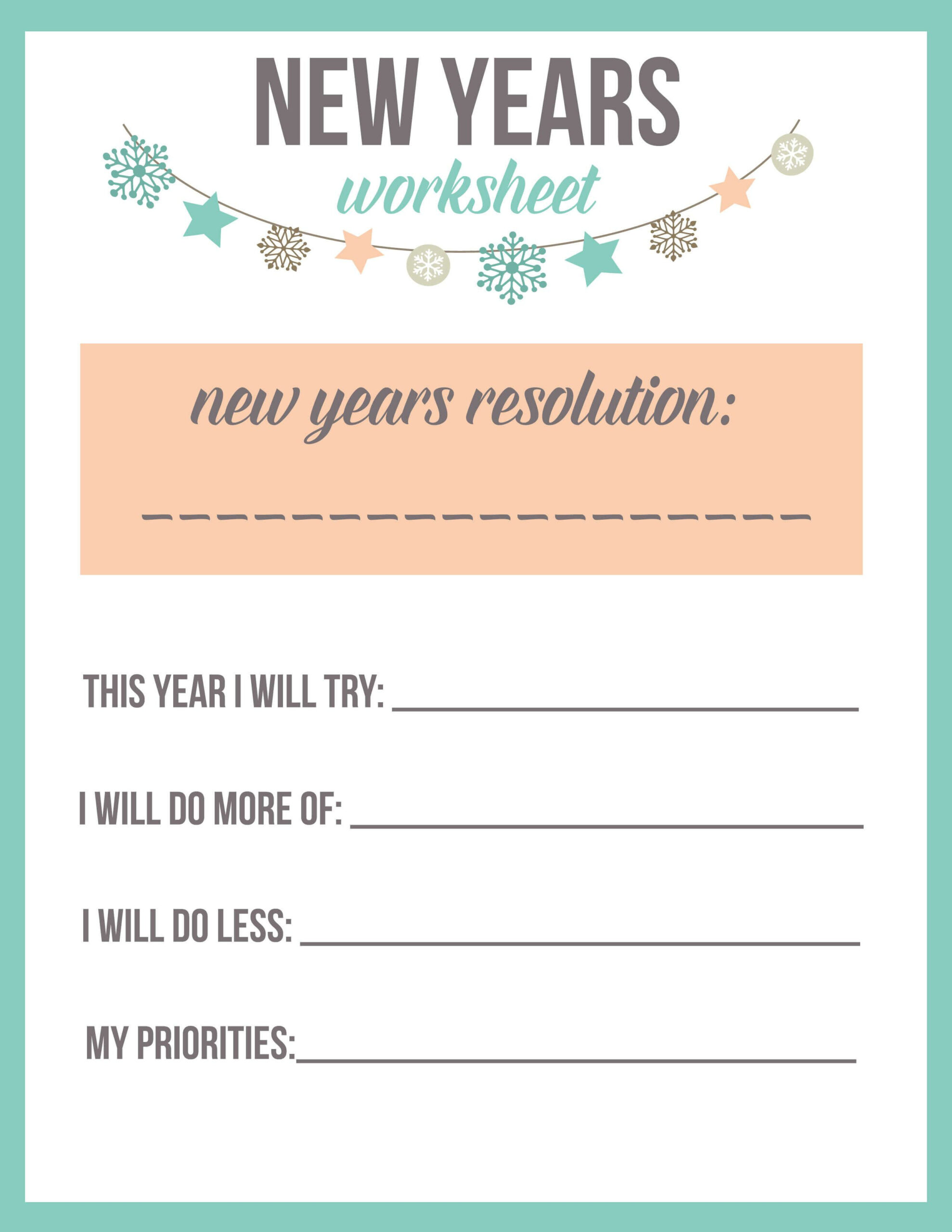 Achieve Your New Year&amp;#039;S Resolutions With This Helpful Worksheet within Free New Year&amp;#039;S Resolution Printables