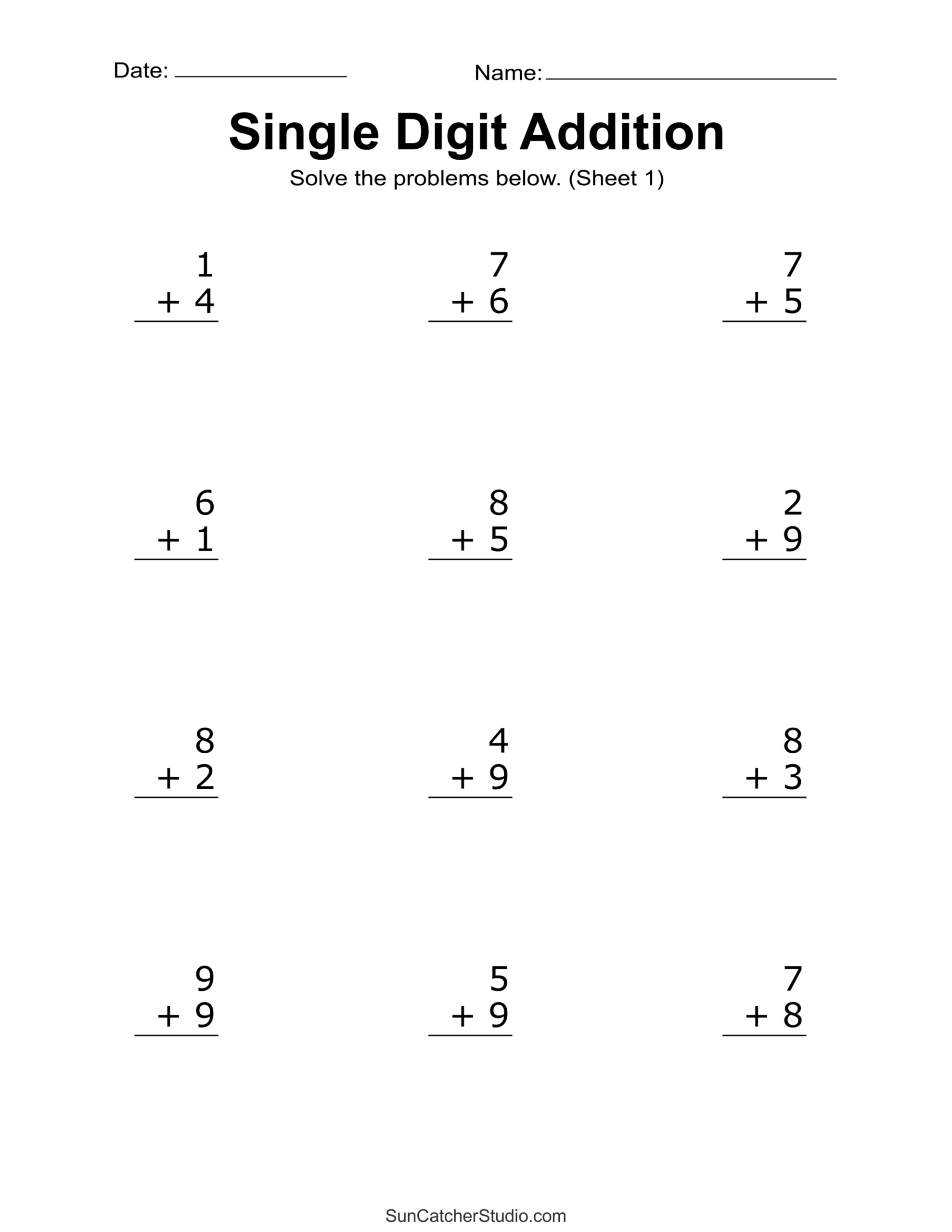 Addition Worksheets (Free Printable Easy Math Problems) – Diy within Free Printable Math Practice Sheets