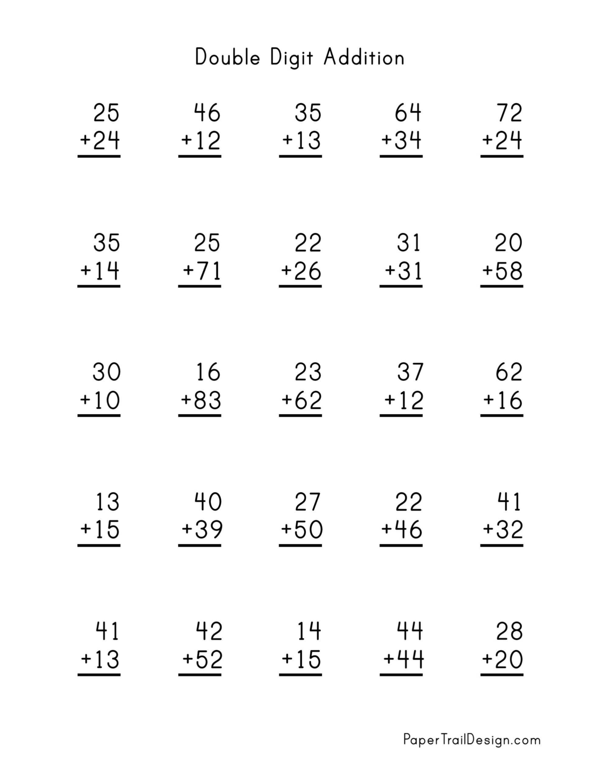 Addition Worksheets - Paper Trail Design intended for Free Printable Addition Worksheets