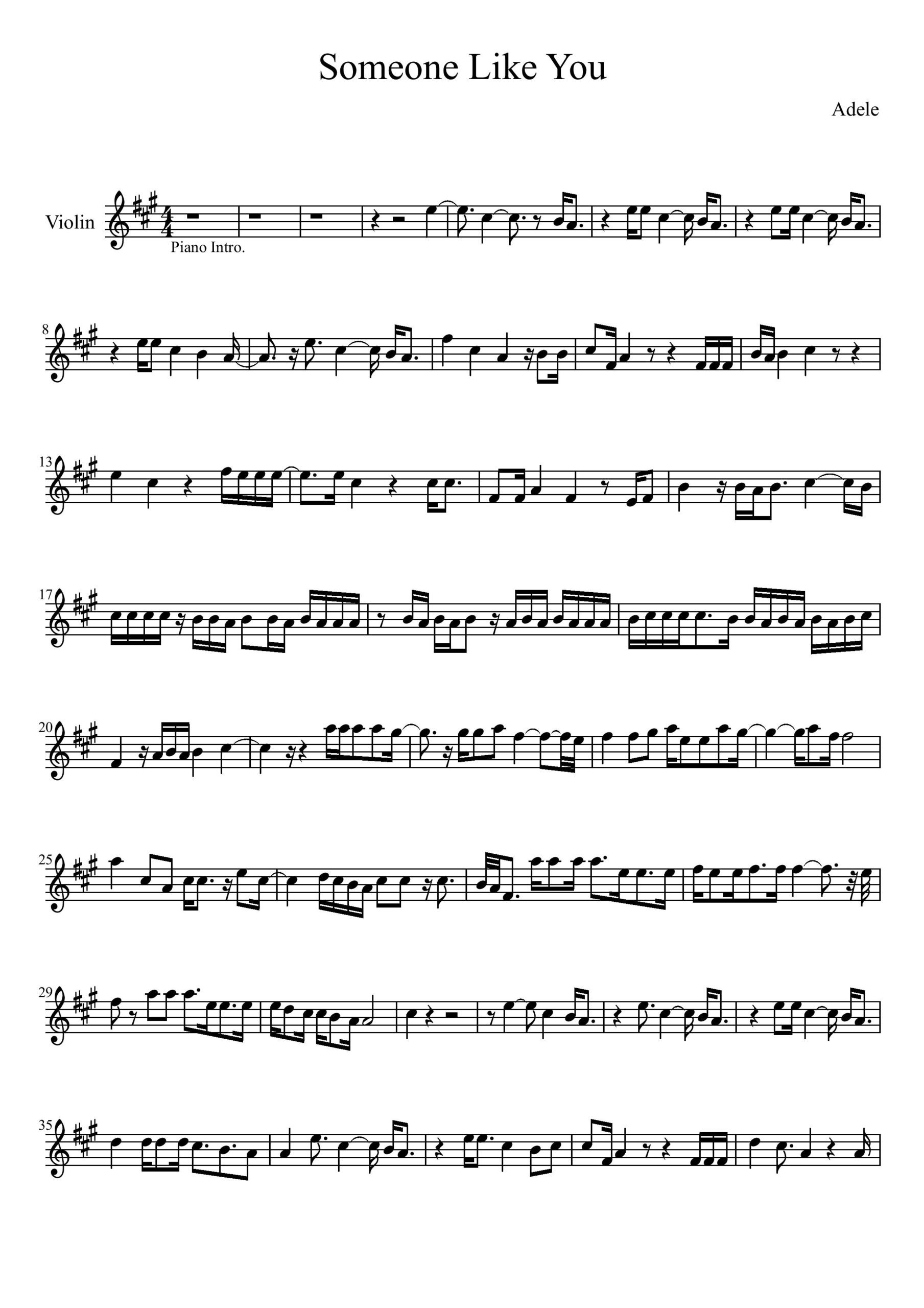 Adele Someone Like You Violin Sheet Music - Free Sheet Music intended for Free Printable Sheet Music Adele Someone Like You