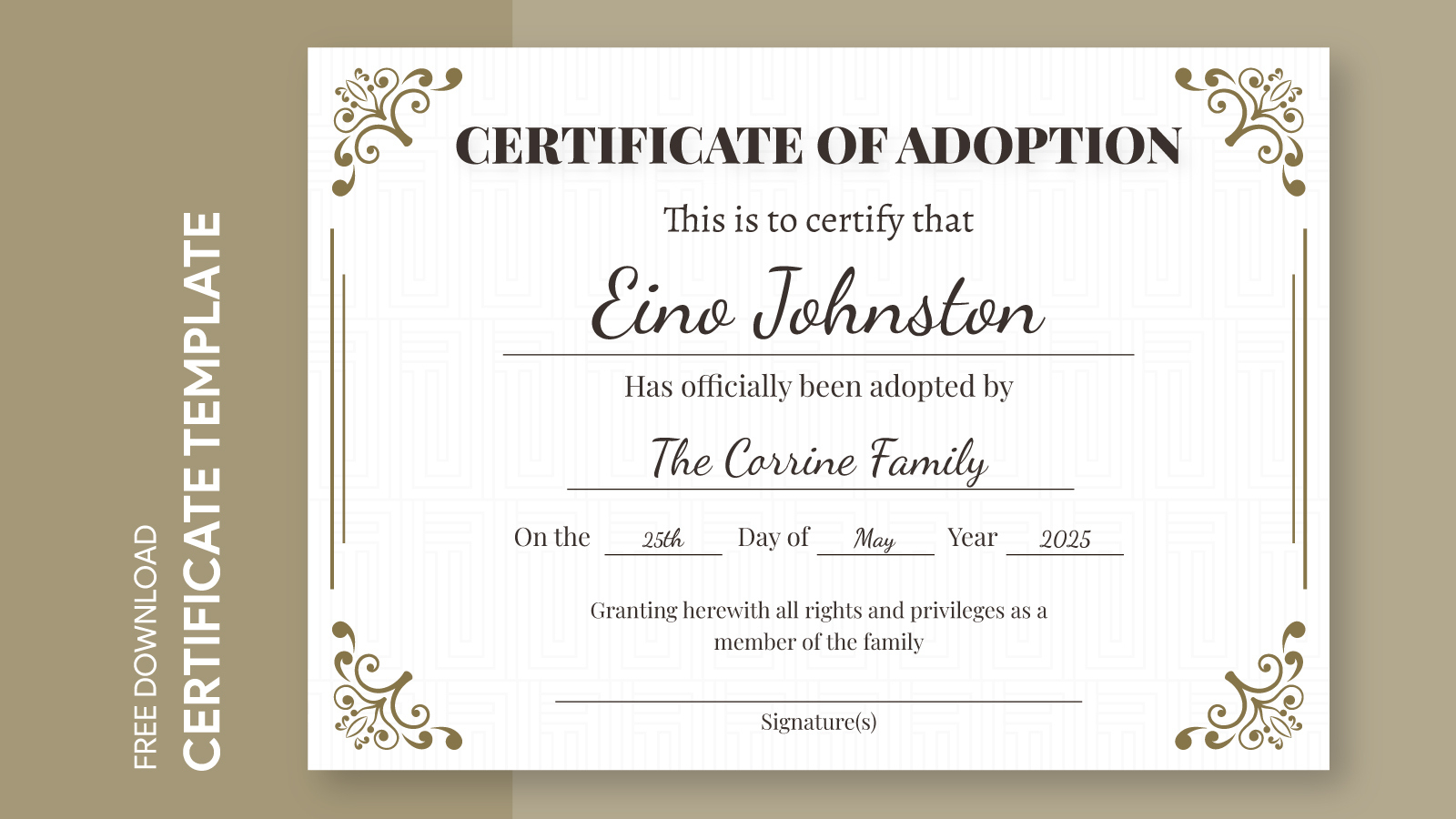 Adoption Certificate Free Google Docs Template - Gdoc.io regarding Free Printable Adoption Papers