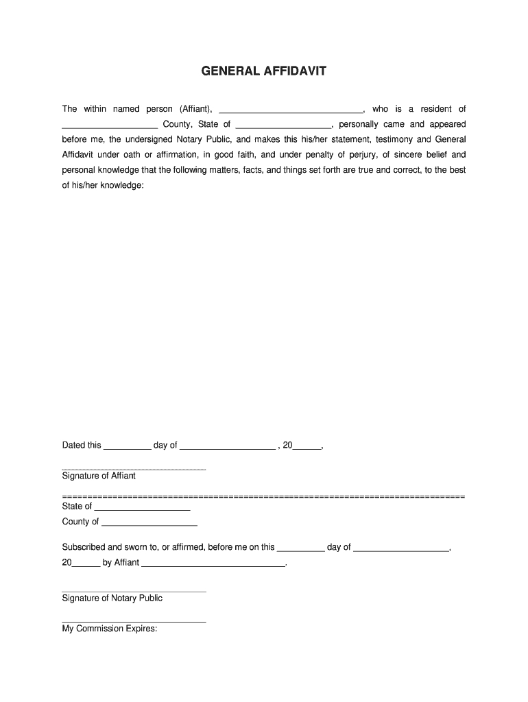 Affidavit Form - Fill Online, Printable, Fillable, Blank | Pdffiller in Free Printable Blank Affidavit Form