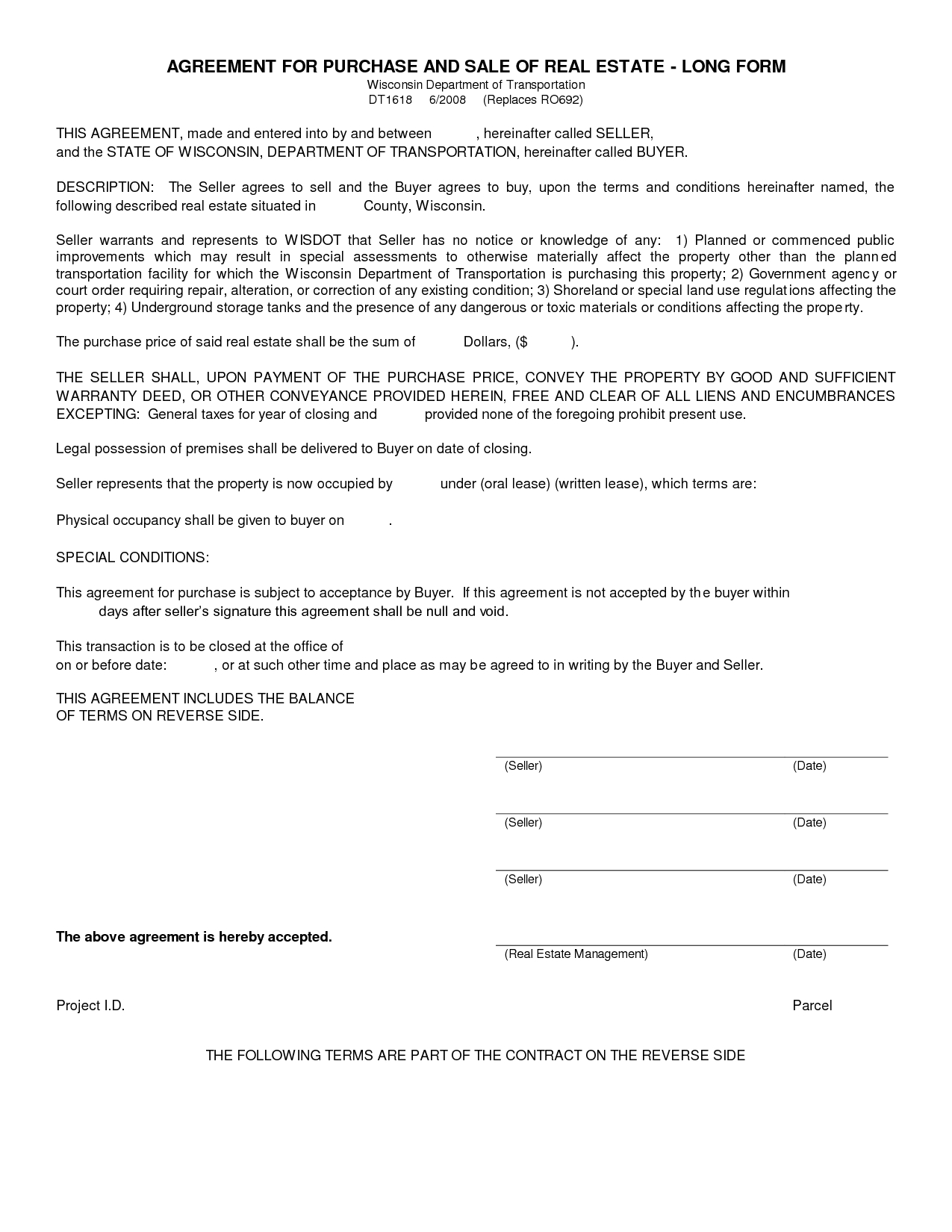 Agreement To Purchase Real Estate Form Free - Free Printable for Free Printable Real Estate Forms