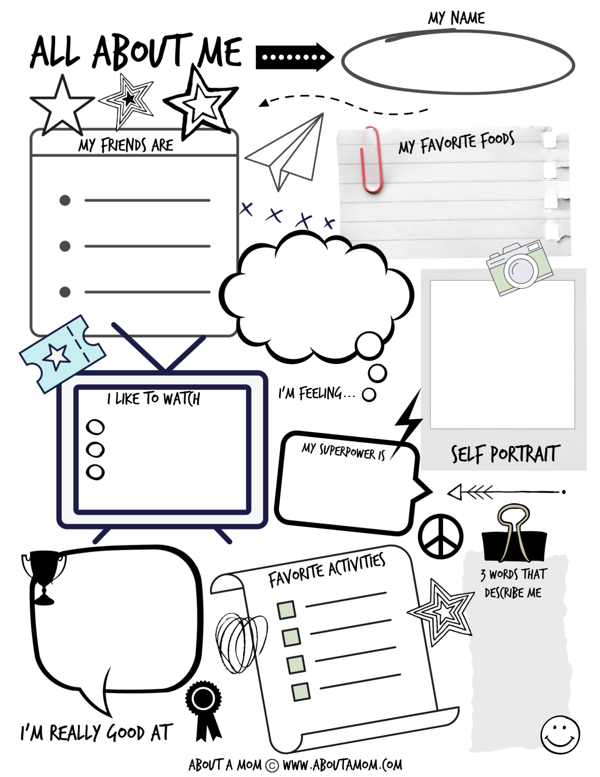 All About Me Printable Activity Page For Kids - About A Mom with regard to Free Printable Activities For Adults