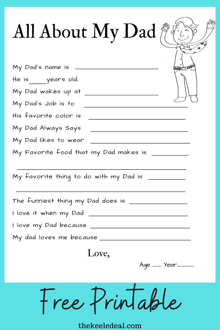 All About My Dad Questionnaire (Free Printable) - The Keele Deal pertaining to Free Printable Dad Questionnaire