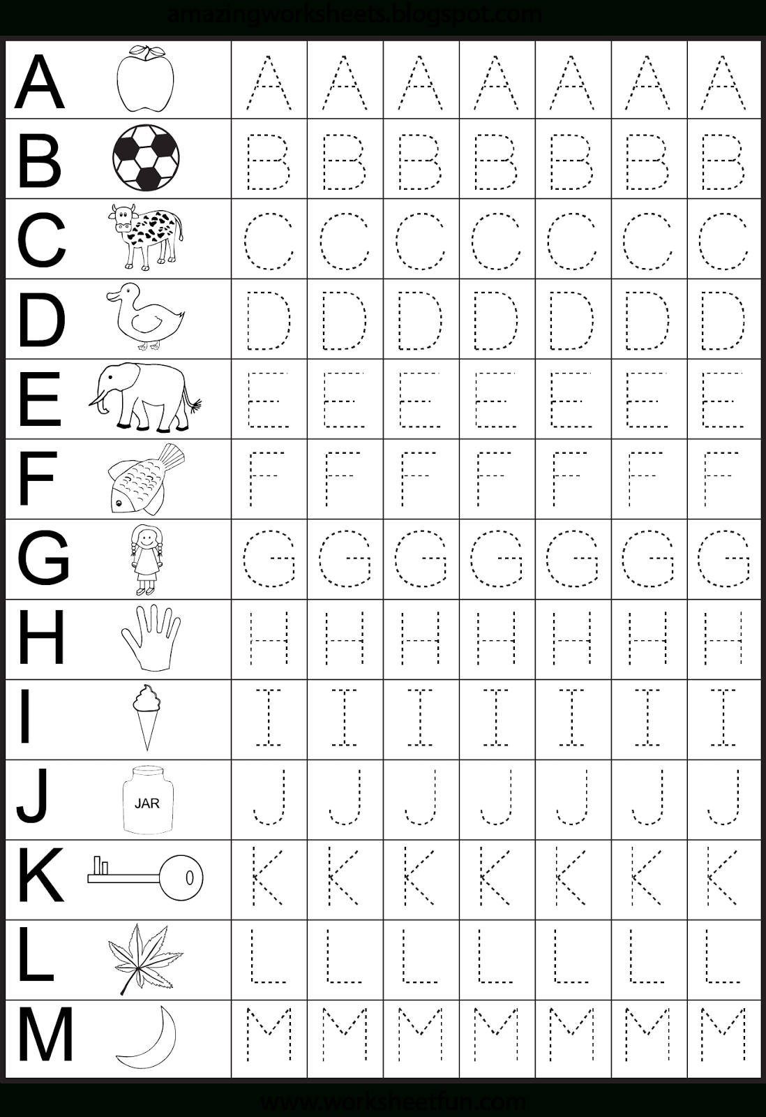 Alphabet Tracing Worksheets For Kindergarten in Learning to Write Letters Free Printables