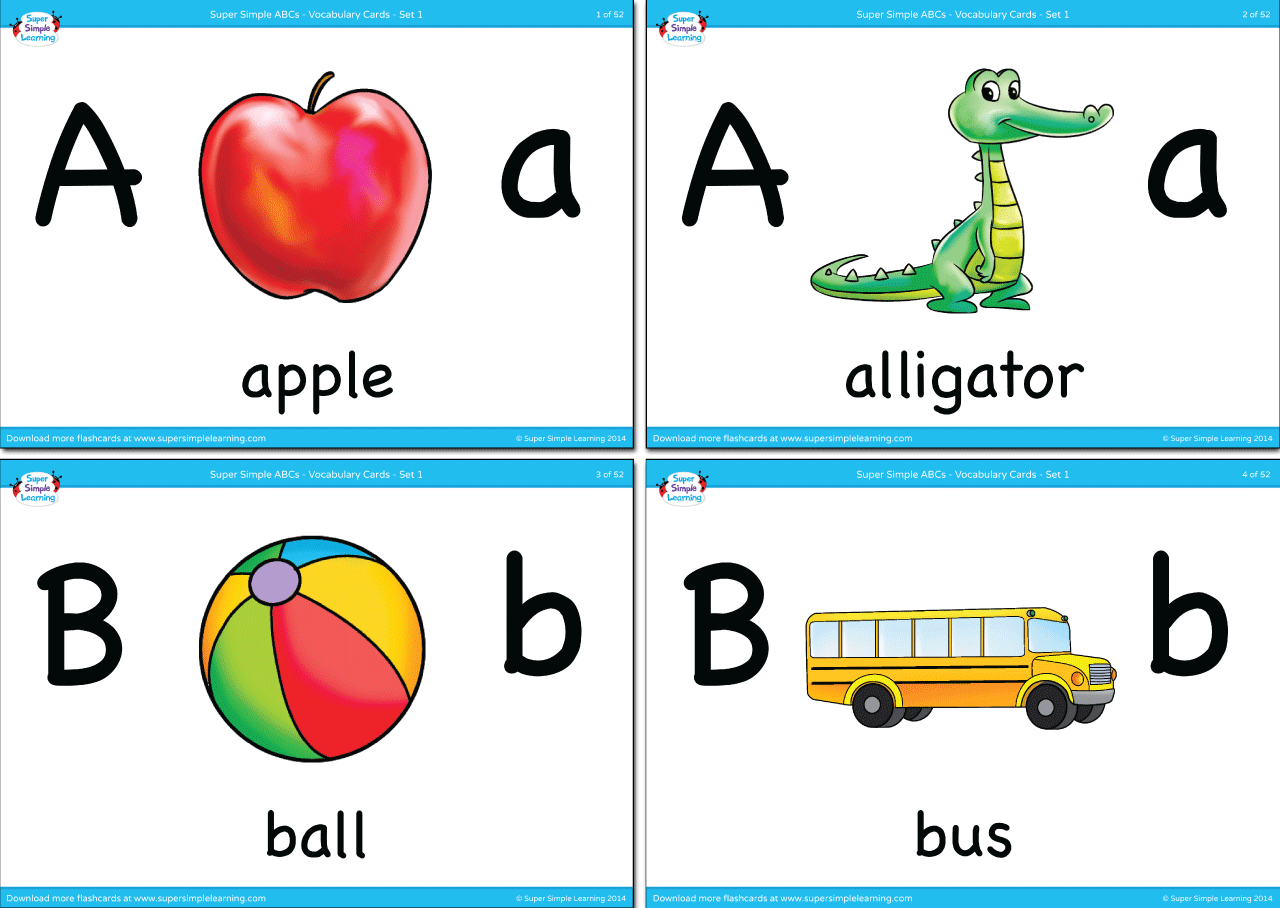 Alphabet Vocabulary Flashcards - Set 1 - Super Simple pertaining to Free Printable Vocabulary Flashcards