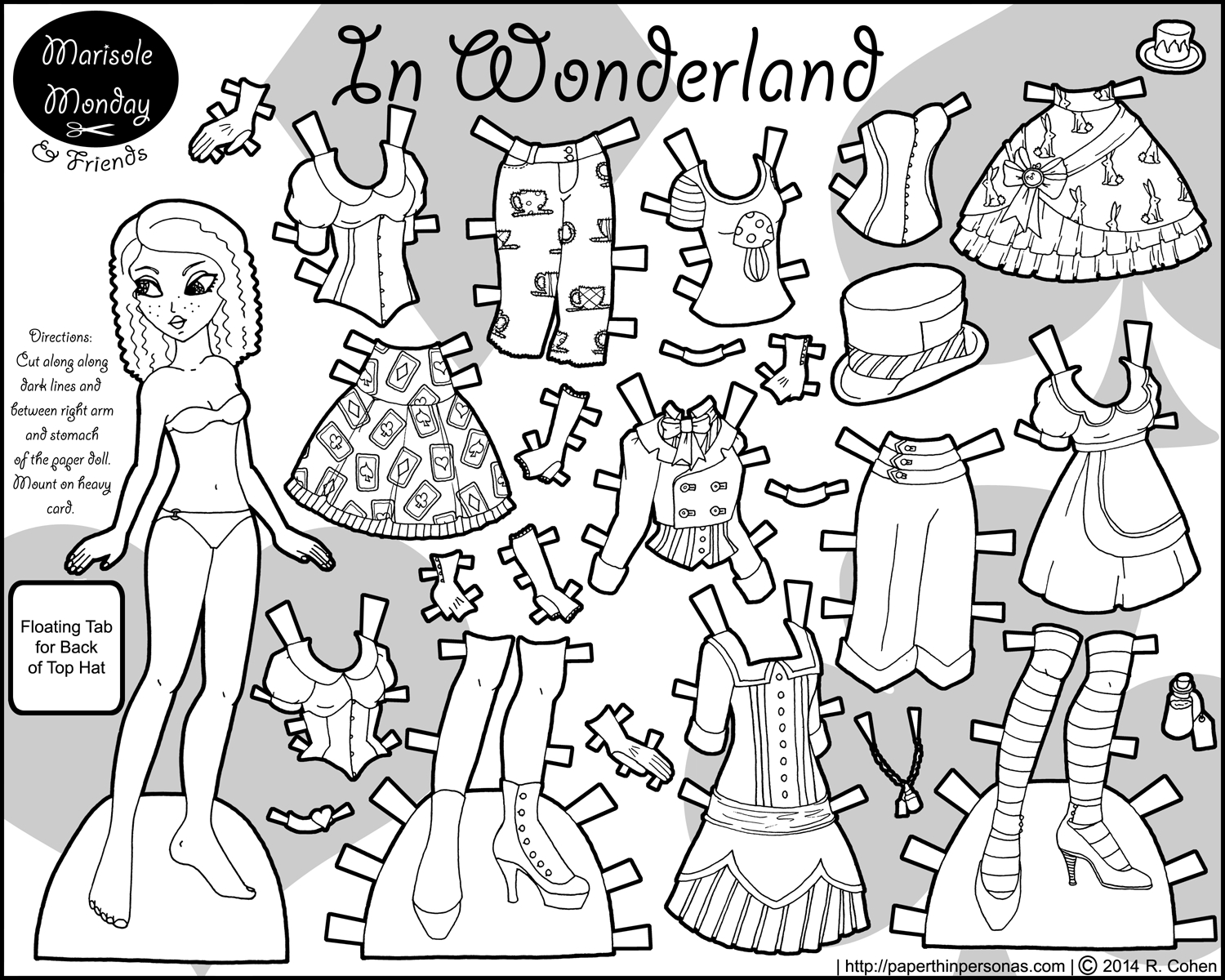 An Alice In Wonderland Paper Doll Coloring Page within Free Printable Paper Doll Coloring Pages