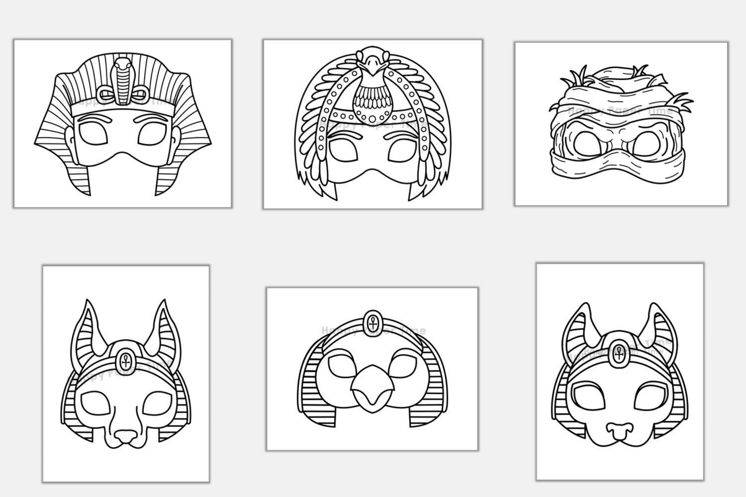 Ancient Egypt Masks Template Pharaoh Cleopatra Mummy Horus Anubis with Free Printable Egyptian Masks