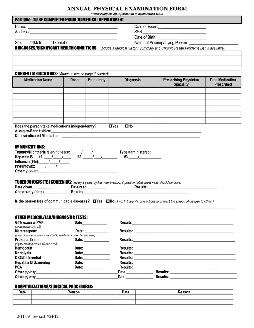 Annual Physical Examination Pdf Form - Formspal throughout Free Printable Physical Exam Forms