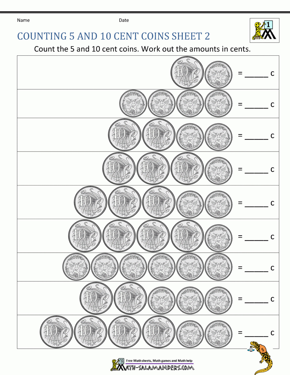 Australian Money Worksheets pertaining to Free Printable Money Worksheets Australia