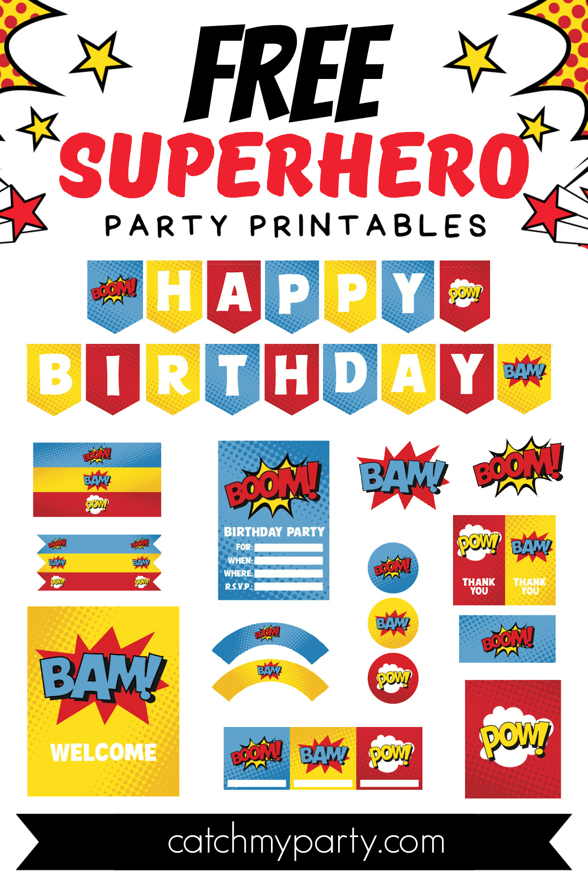 Awesome Superhero Party Printables (Free Download)! | Catch My Party in Free Party Printables