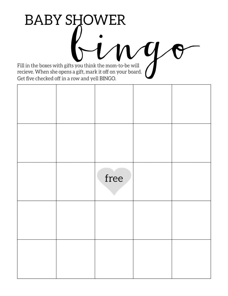 Baby Shower Bingo Printable Cards Template - Paper Trail Design with Baby Shower Bingo Template Free Printable