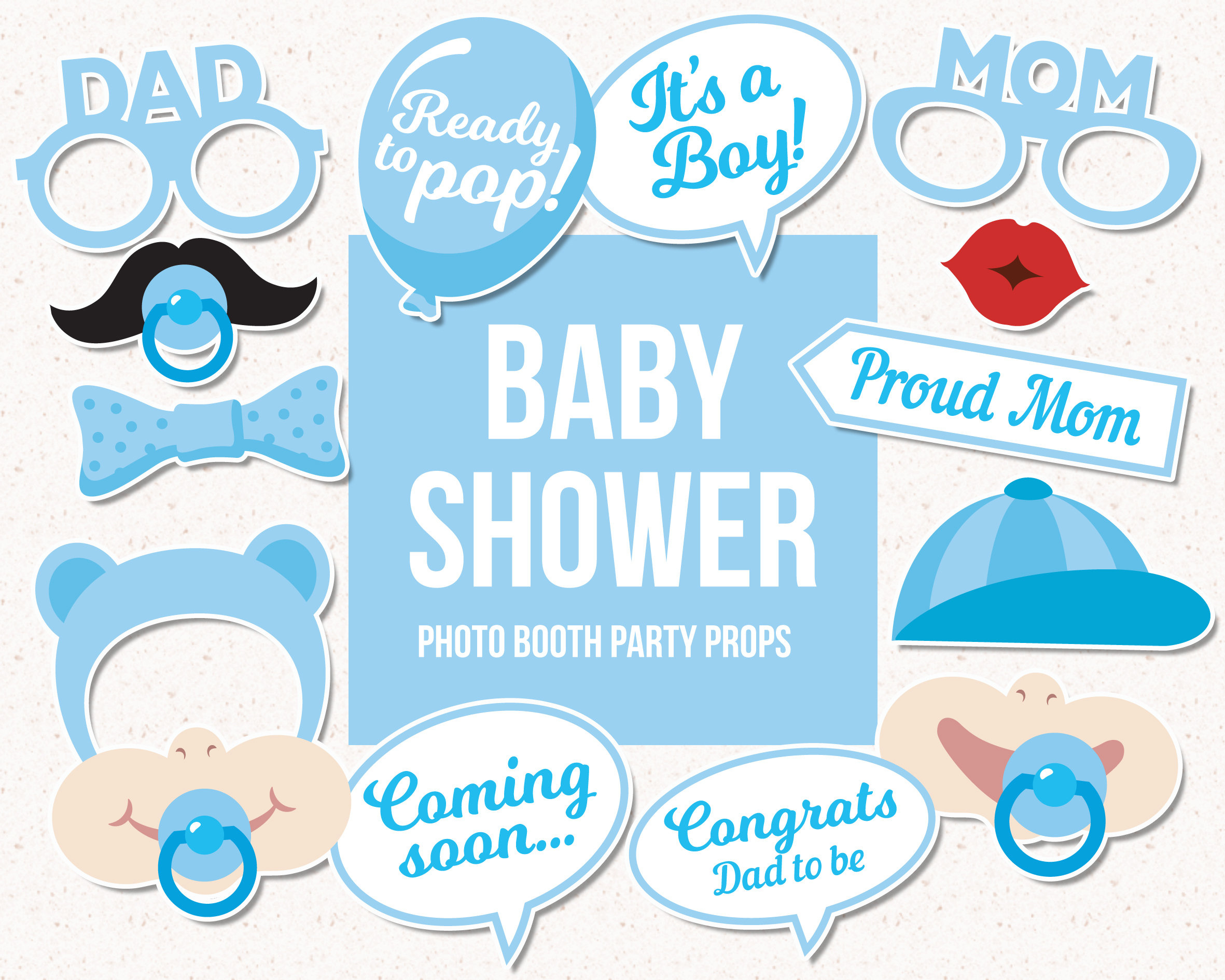 Baby Shower Boy Photo Booth Props Its A Boy Baby Shower Party Baby within Free Printable Boy Baby Shower Photo Booth Props